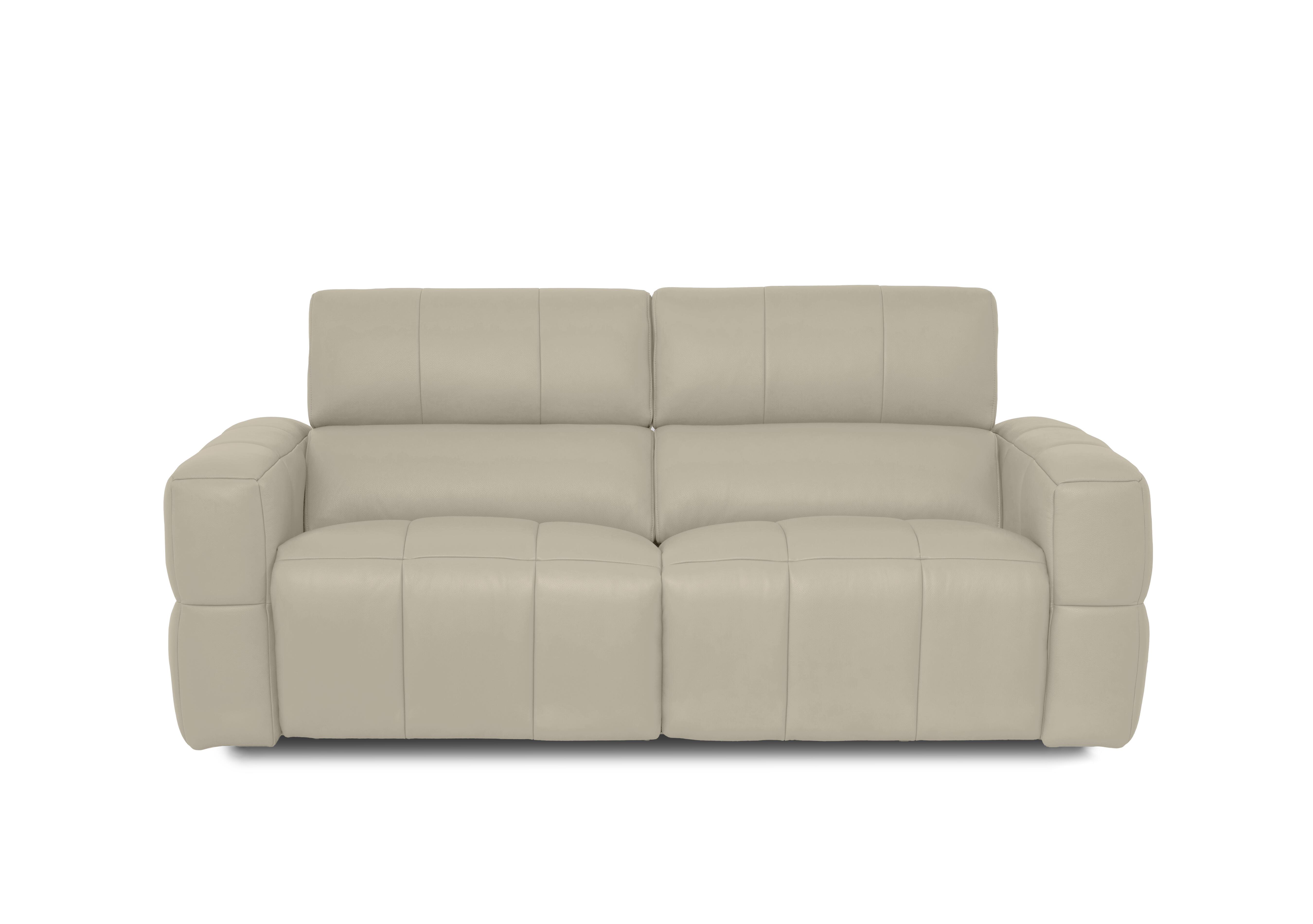 Cube Leather 3 Seater Power Recliner Sofa with Power Headrests in Montana Bone China Cat-60/05 on Furniture Village