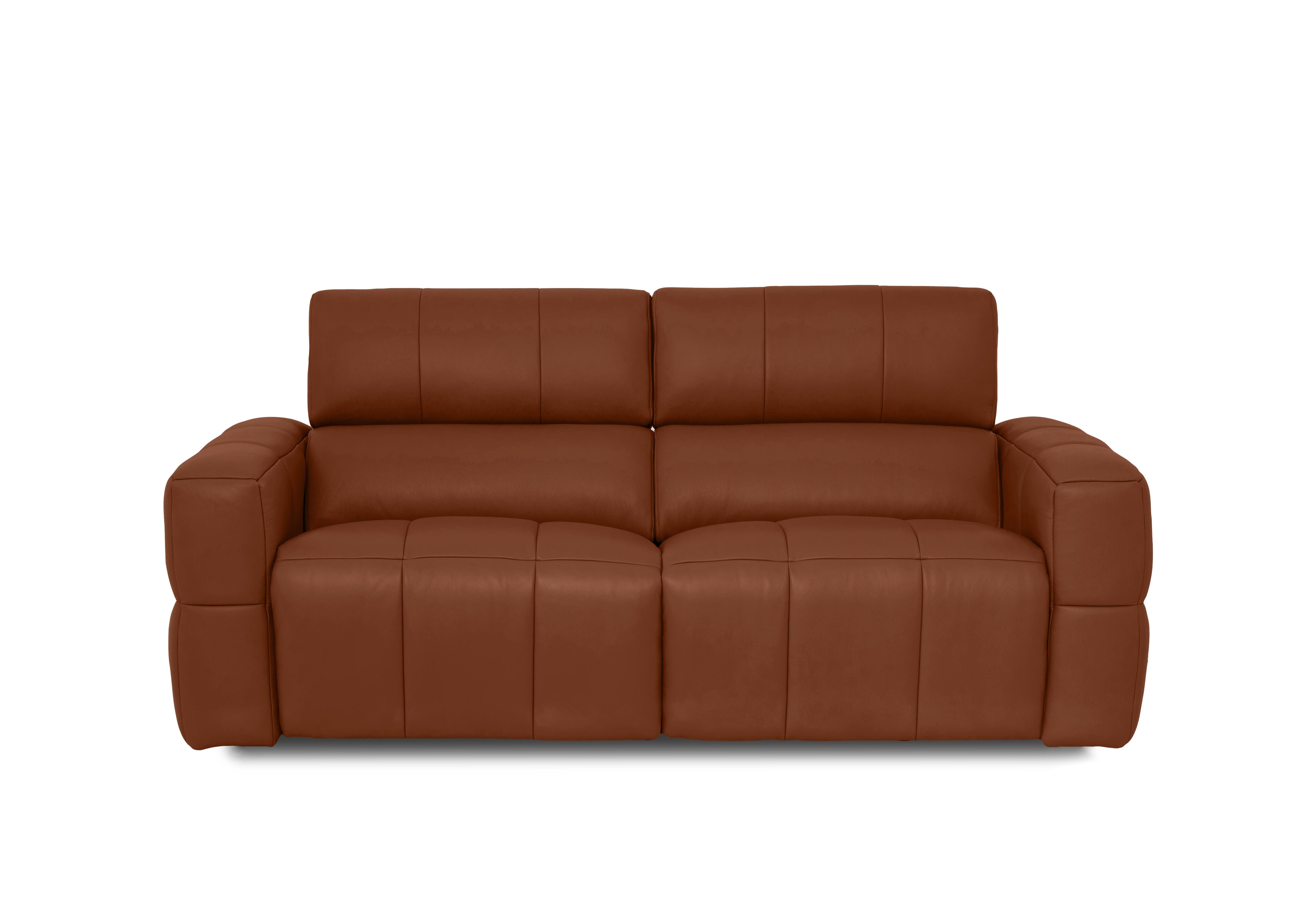 Cube Leather 3 Seater Power Recliner Sofa with Power Headrests in Montana Butterscotch Cat-60/07 on Furniture Village