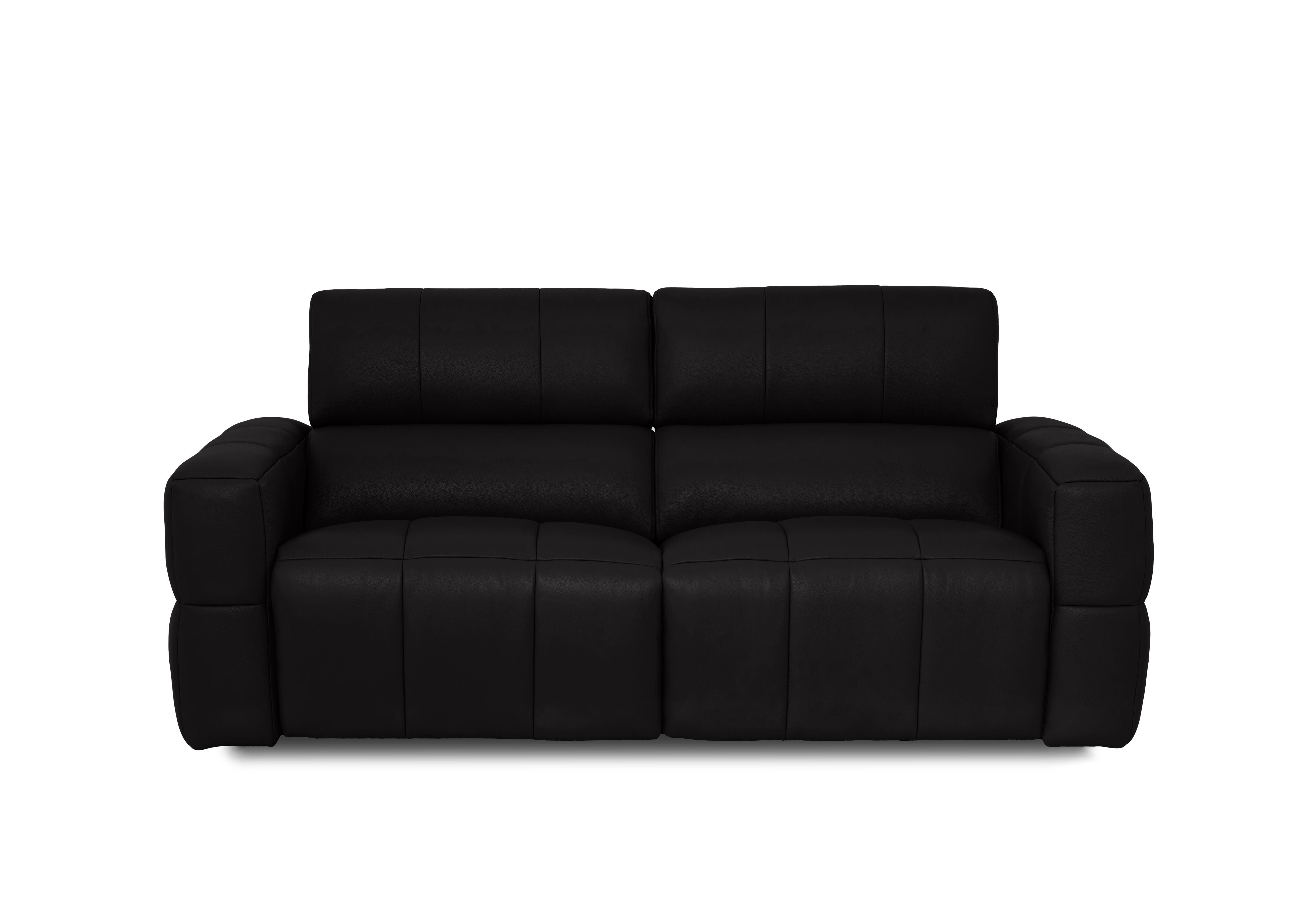 Cube Leather 3 Seater Power Recliner Sofa with Power Headrests in Montana Jet Black Cat-60/22 on Furniture Village