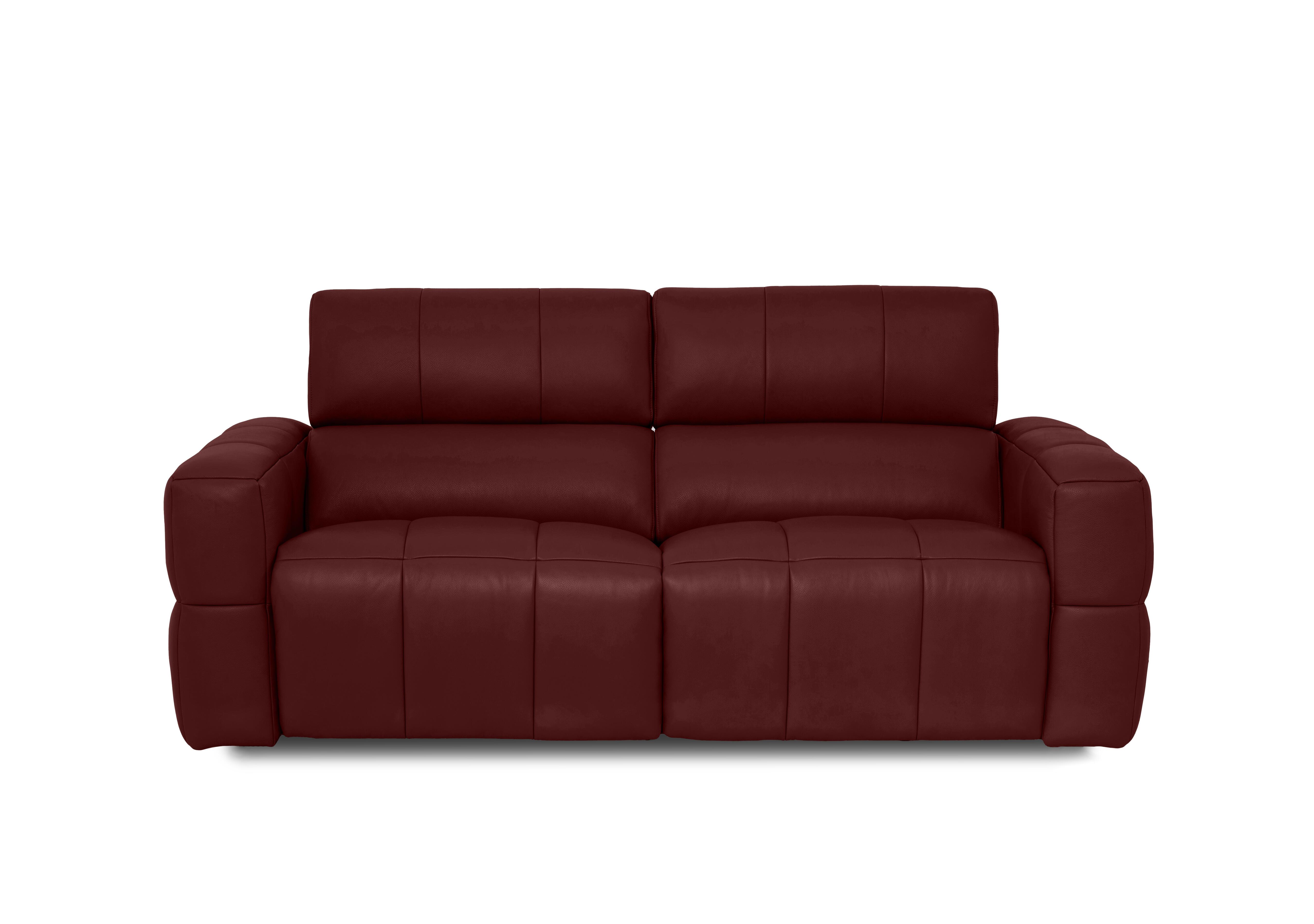 Cube Leather 3 Seater Power Recliner Sofa with Power Headrests in Montana Ruby Cat-60/15 on Furniture Village