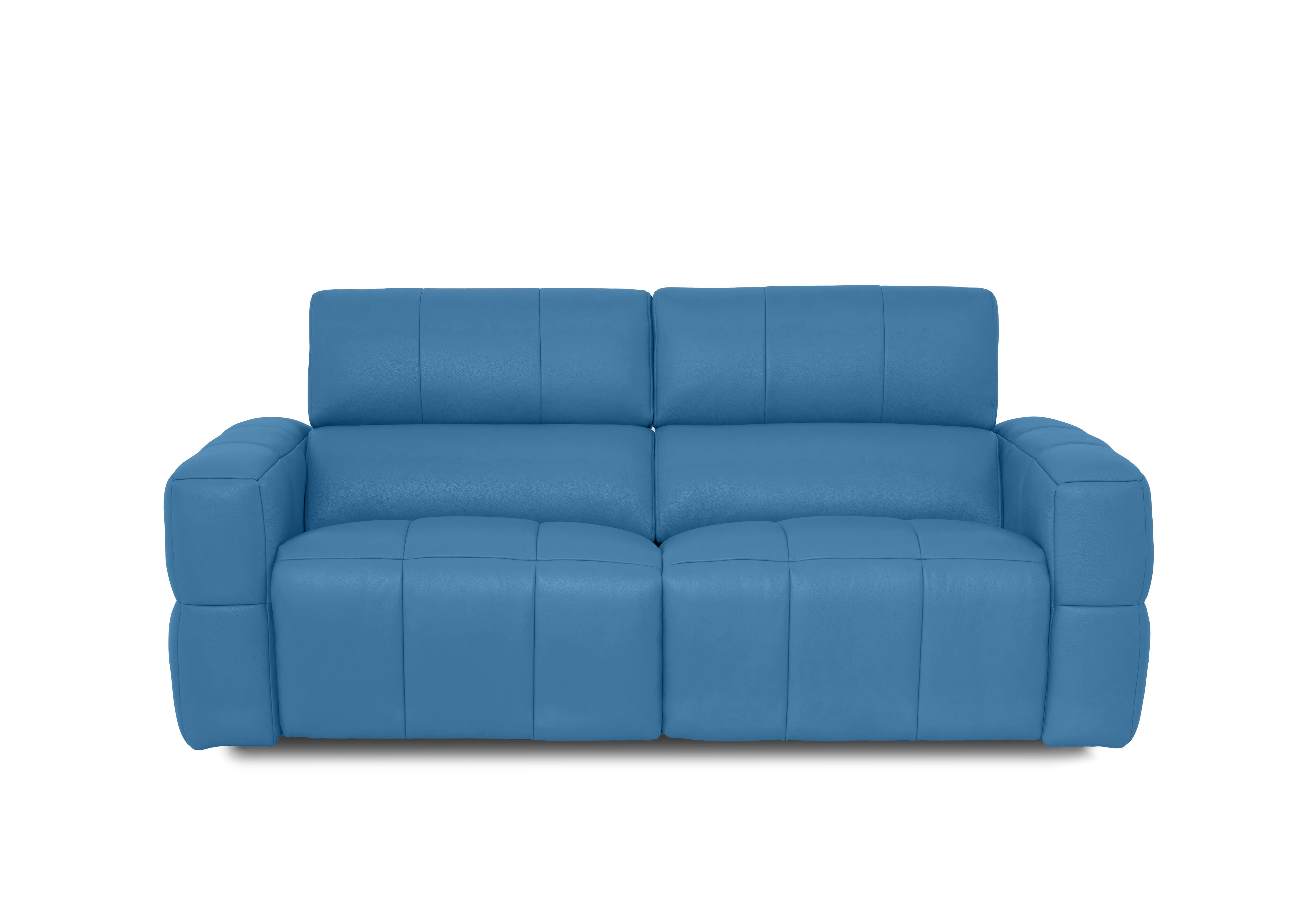 Cube Leather 3 Seater Power Recliner Sofa with Power Headrests in Oslo Aegean Cat-40/12 on Furniture Village