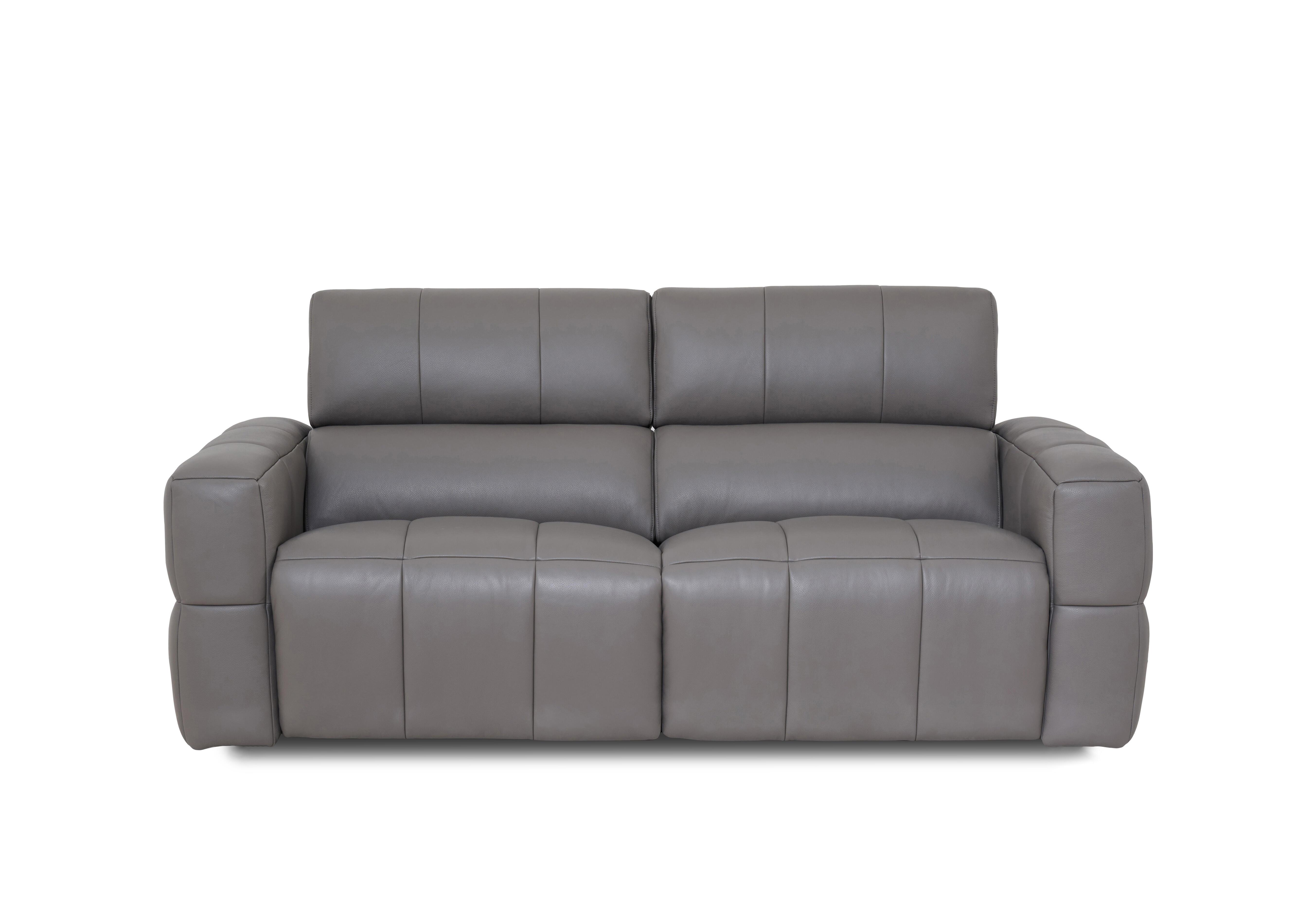 Cube Leather 3 Seater Power Recliner Sofa with Power Headrests in Oslo Elephant Cat-40/15 on Furniture Village