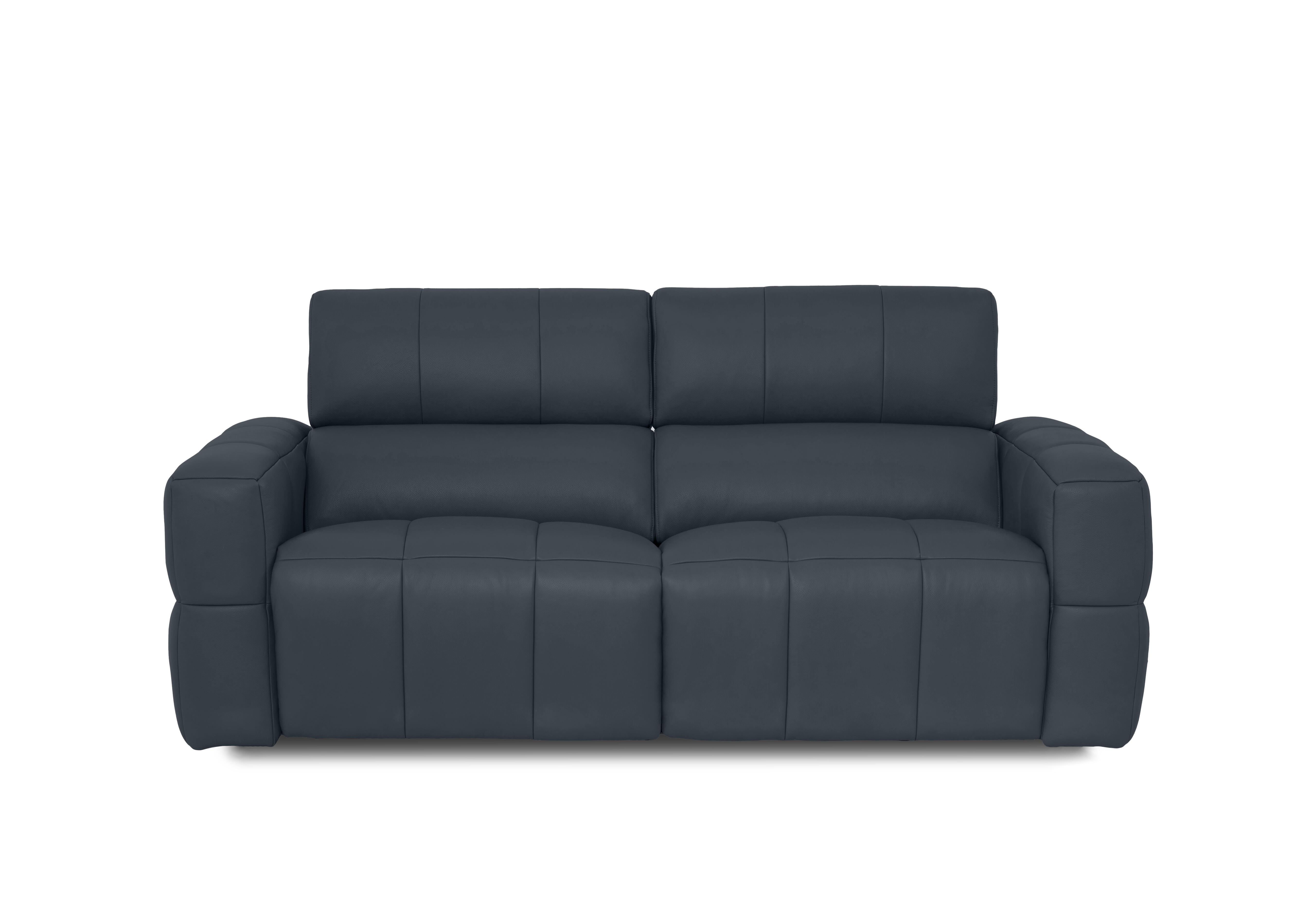 Cube Leather 3 Seater Power Recliner Sofa with Power Headrests in Oslo Navy Cat-40/24 on Furniture Village