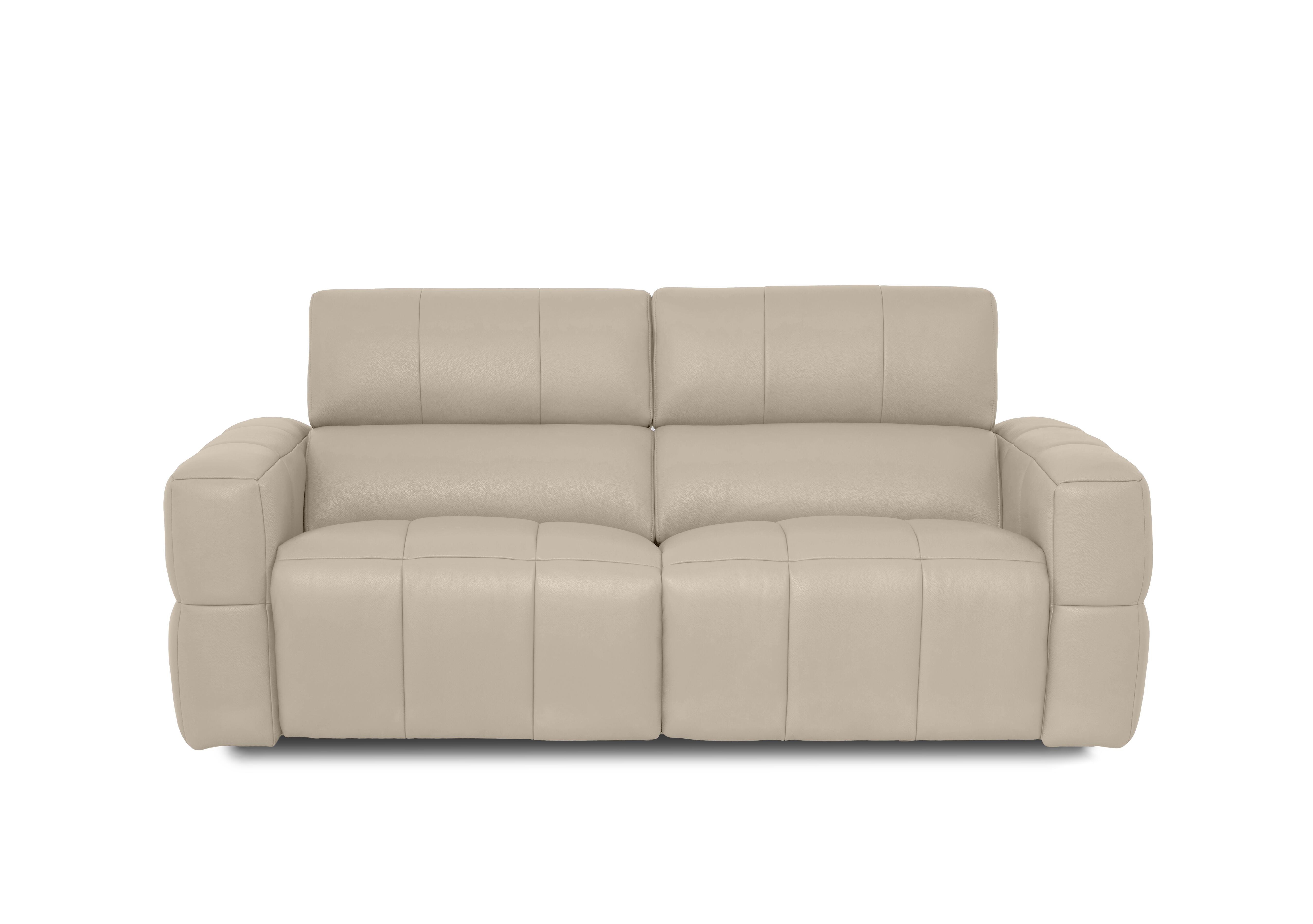 Cube Leather 3 Seater Power Recliner Sofa with Power Headrests in Oslo Oyster Cat-40/08 on Furniture Village