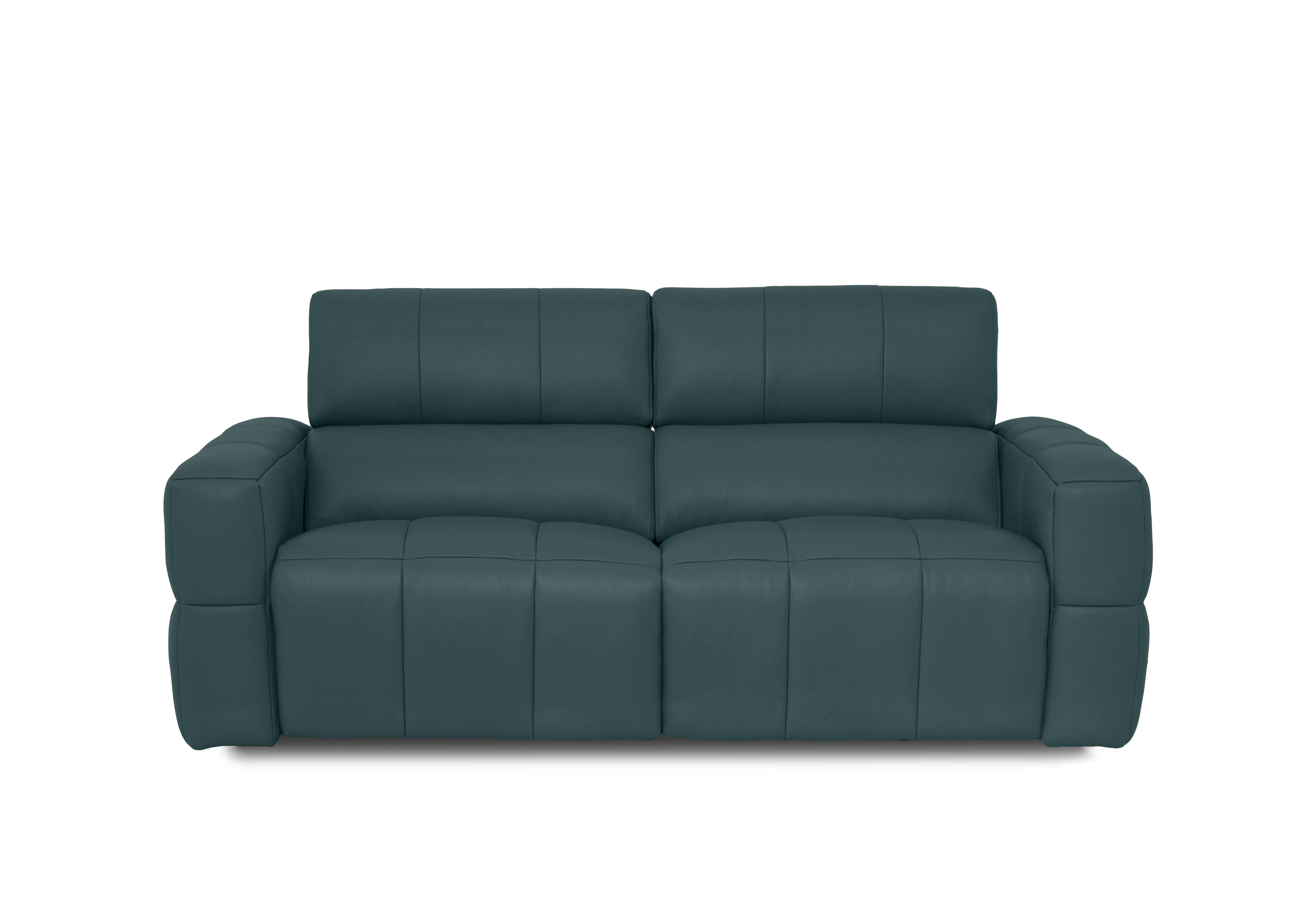 Cube Leather 3 Seater Power Recliner Sofa with Power Headrests in Oslo Peacock Cat-40/09 on Furniture Village