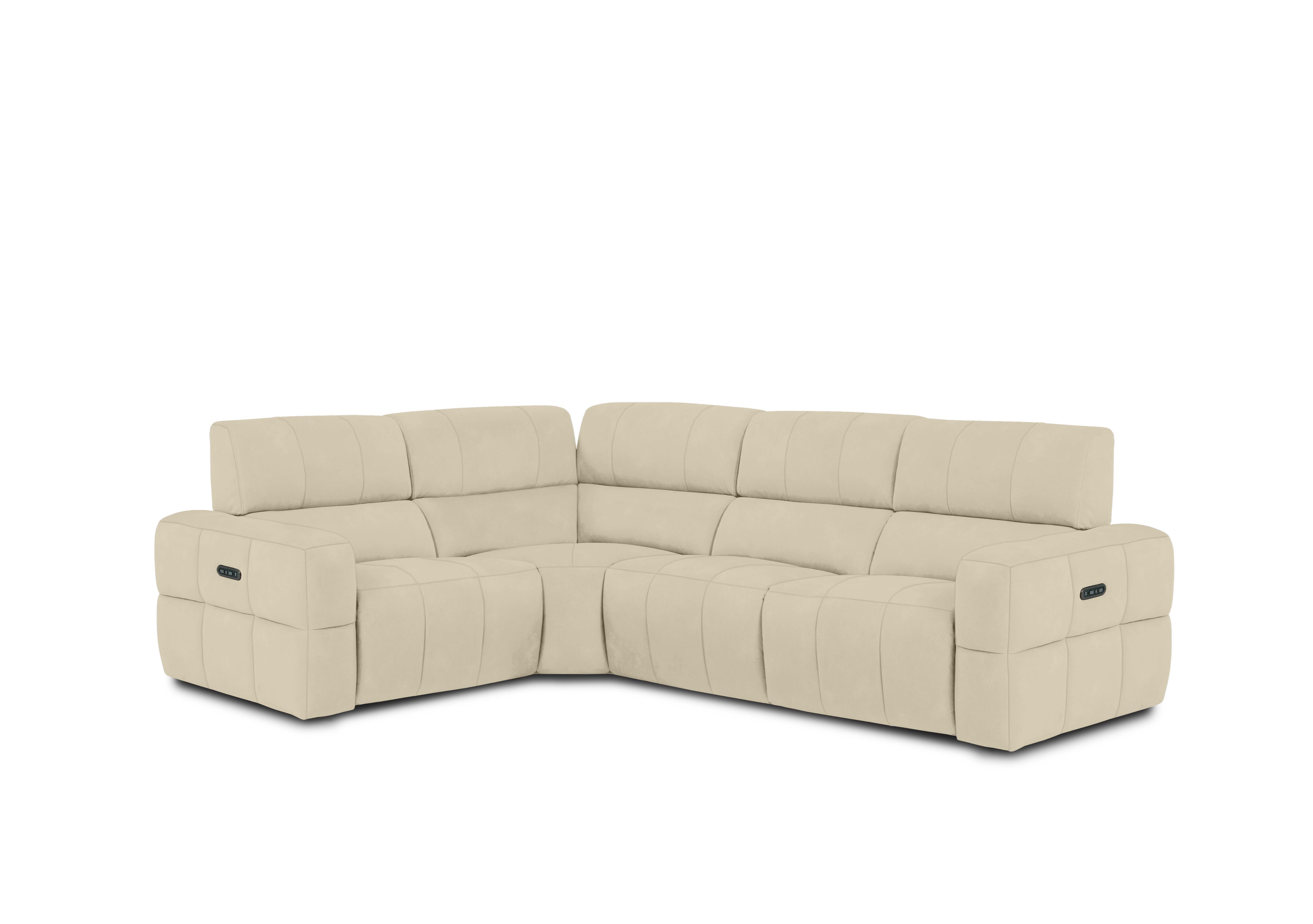 Cube Fabric Power Recliner Corner Sofa with Power Headrests in Bella Barley White 43121 on Furniture Village