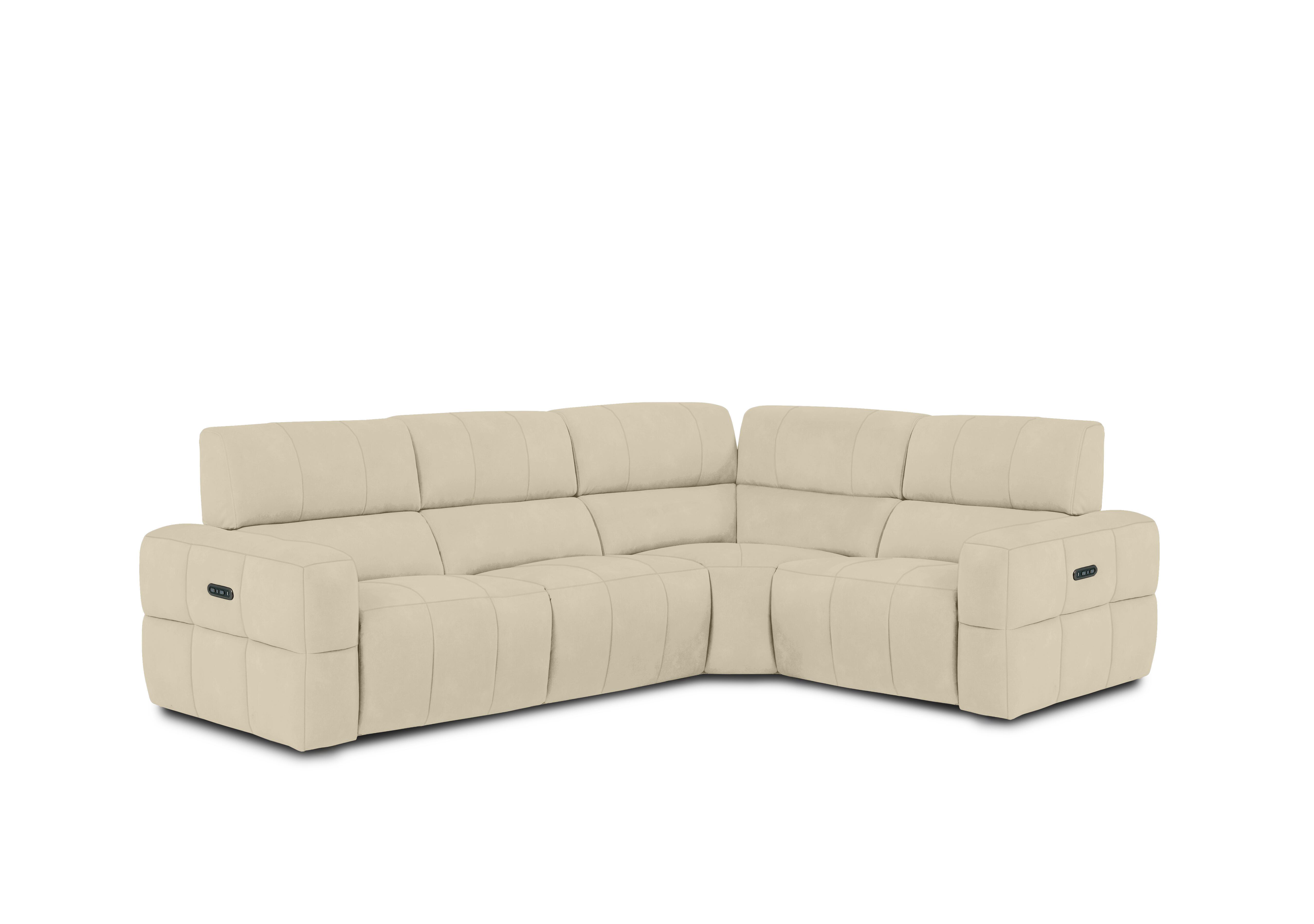 Cube Fabric Power Recliner Corner Sofa with Power Headrests in Bella Barley White 43121 on Furniture Village