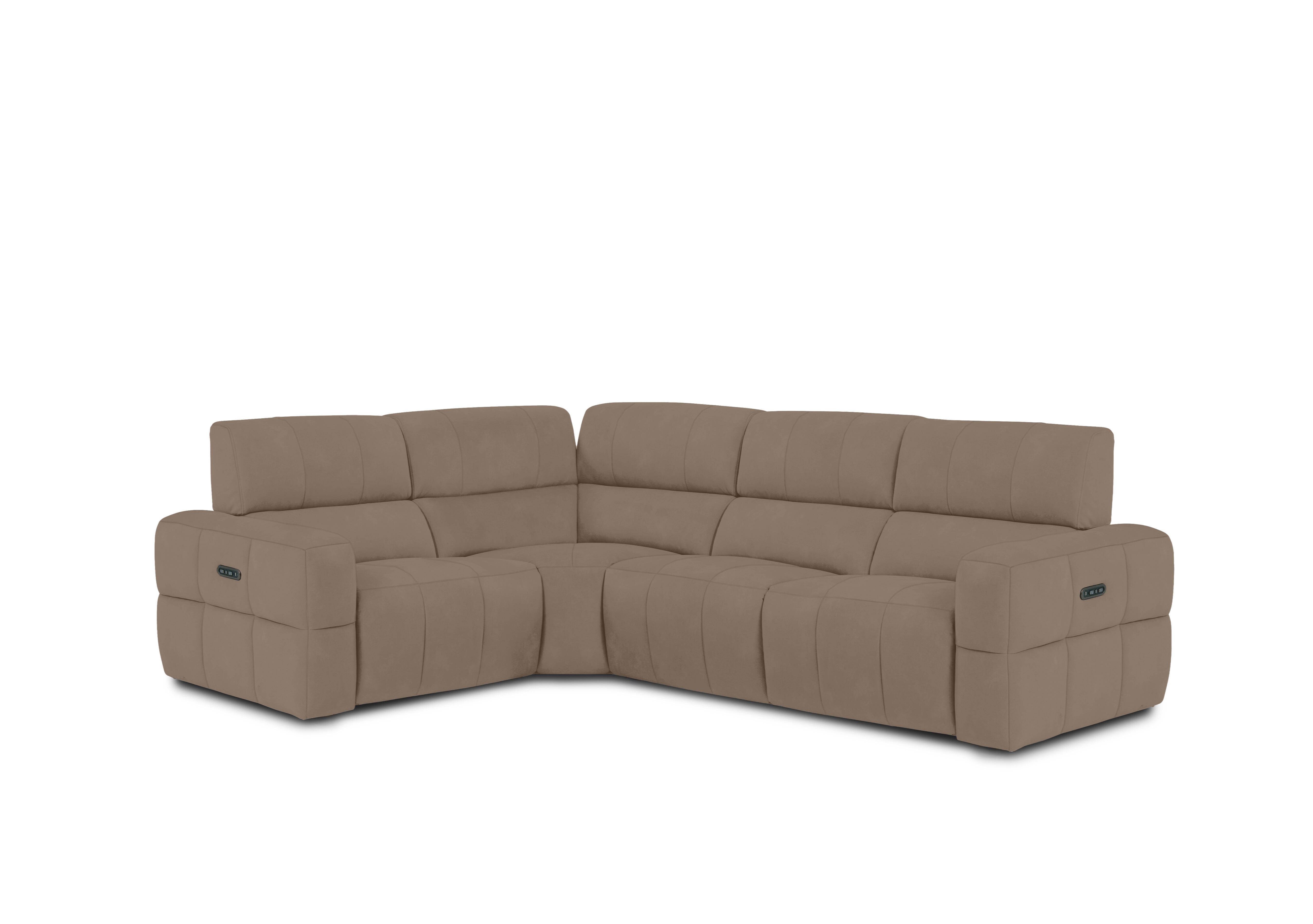 Cube Fabric Power Recliner Corner Sofa with Power Headrests in Bella Latte 43170 on Furniture Village