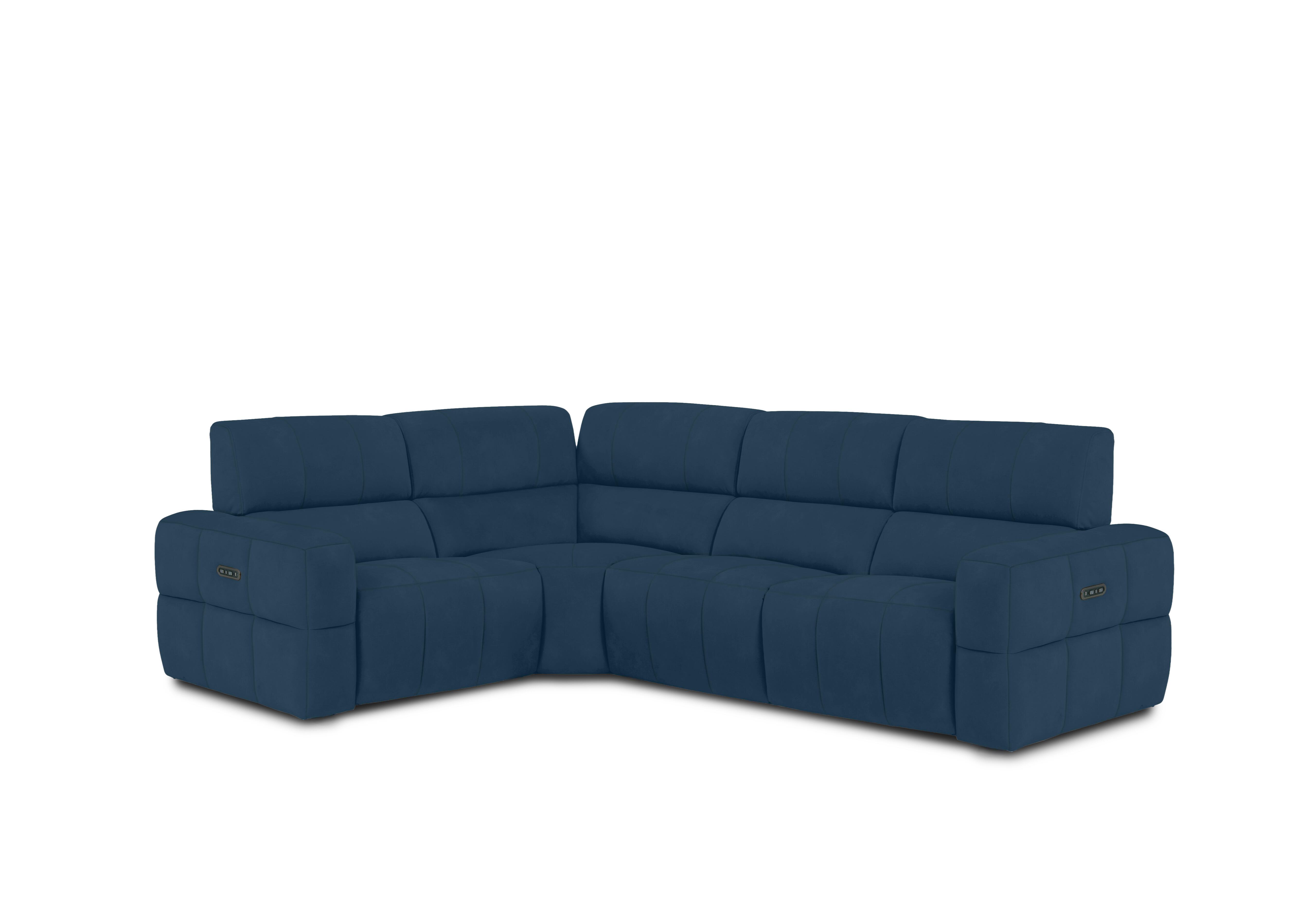 Cube Fabric Power Recliner Corner Sofa with Power Headrests in Bella Navy 43330 on Furniture Village