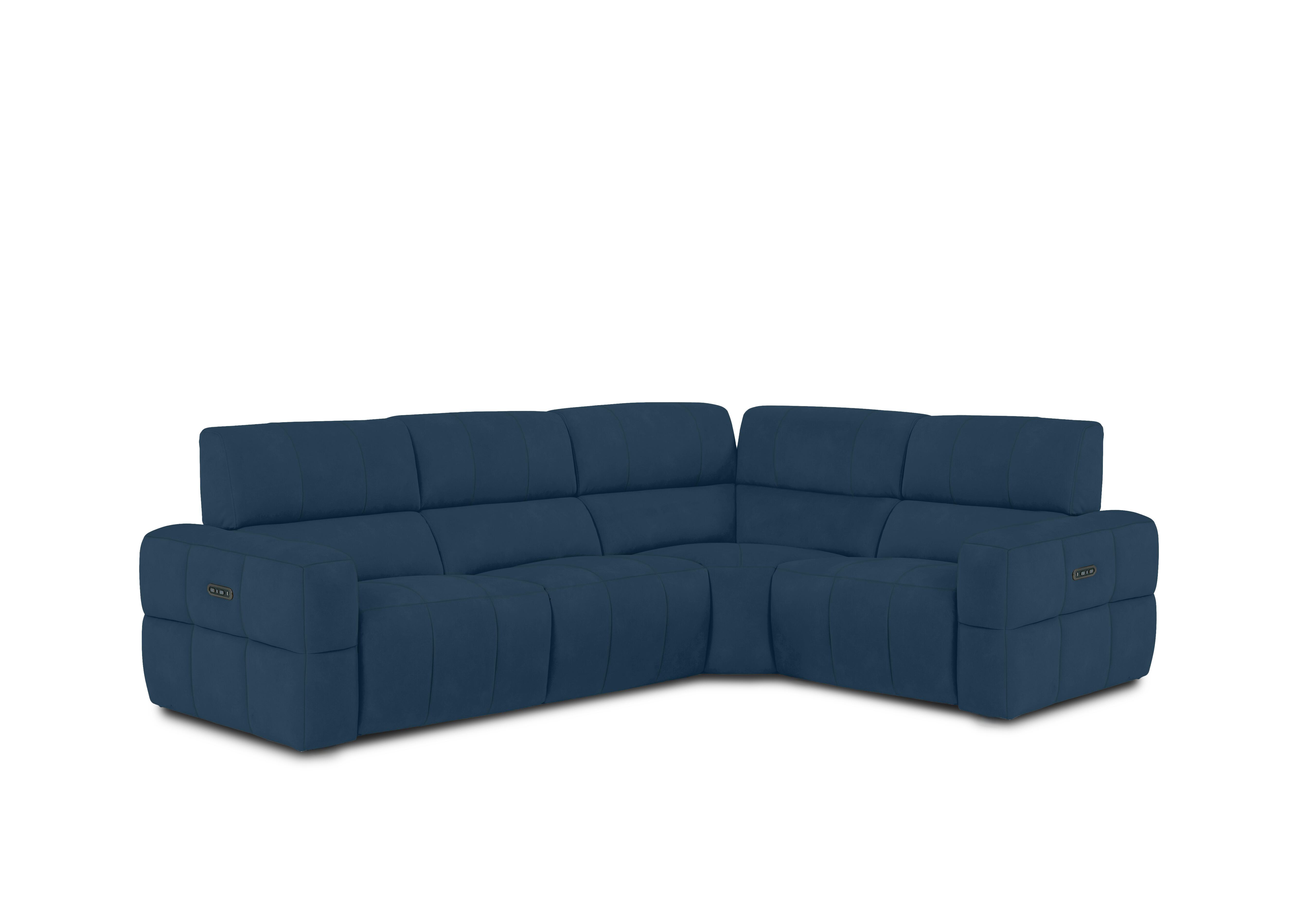 Cube Fabric Power Recliner Corner Sofa with Power Headrests in Bella Navy 43330 on Furniture Village