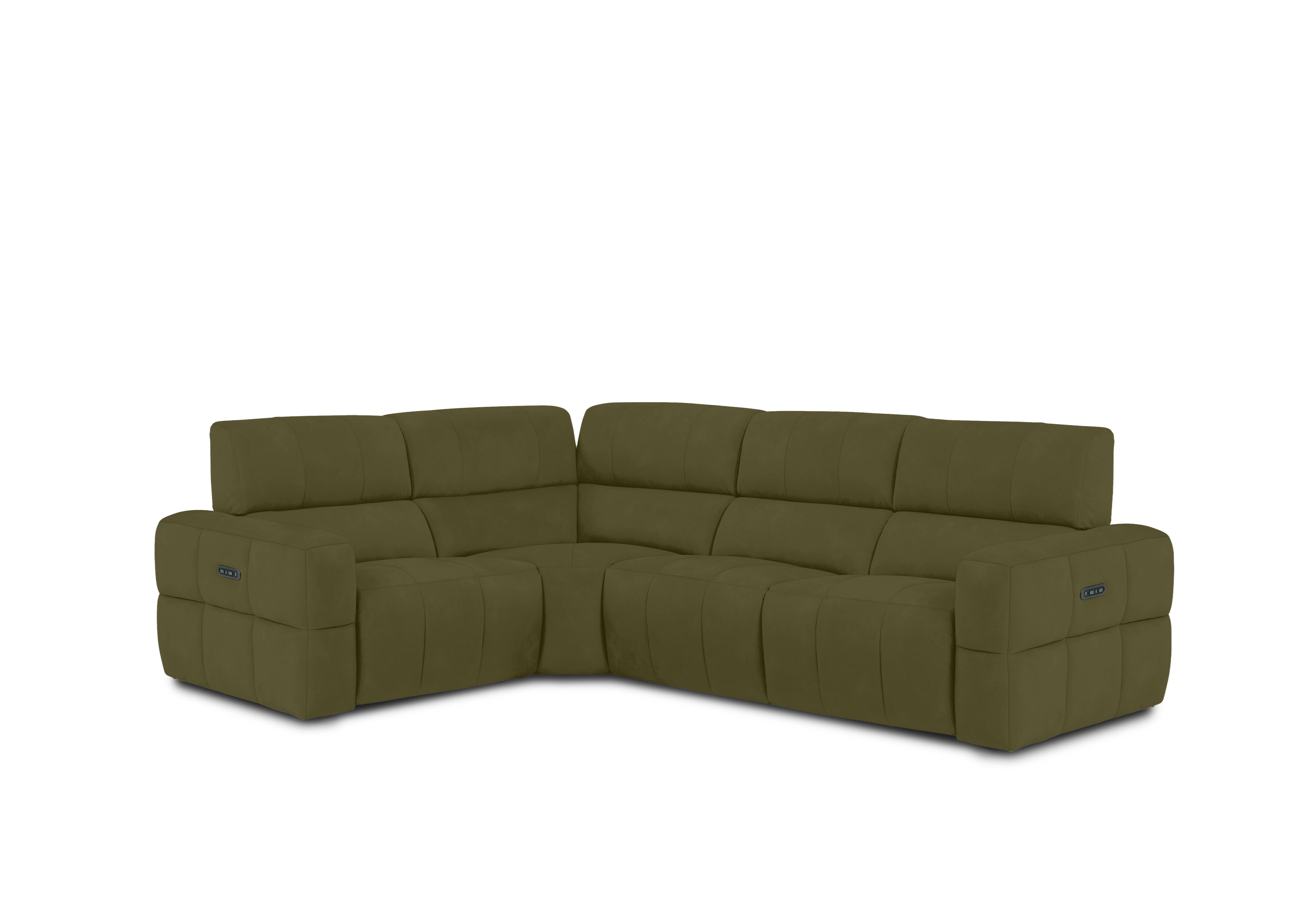 Cube Fabric Power Recliner Corner Sofa with Power Headrests in Bella Olive 43351 on Furniture Village