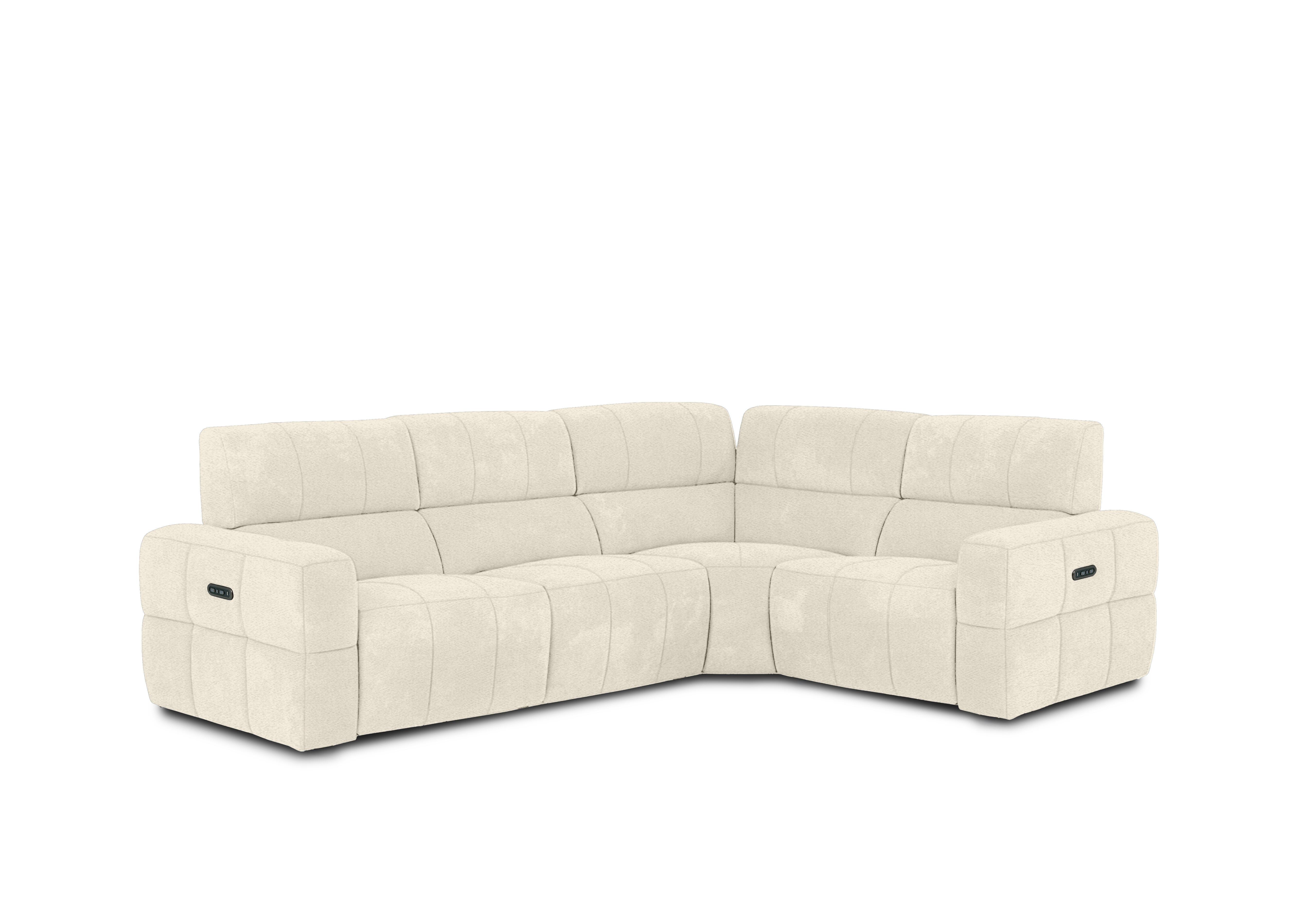 Cube Fabric Power Recliner Corner Sofa with Power Headrests in Hudson Ivory 25102 on Furniture Village