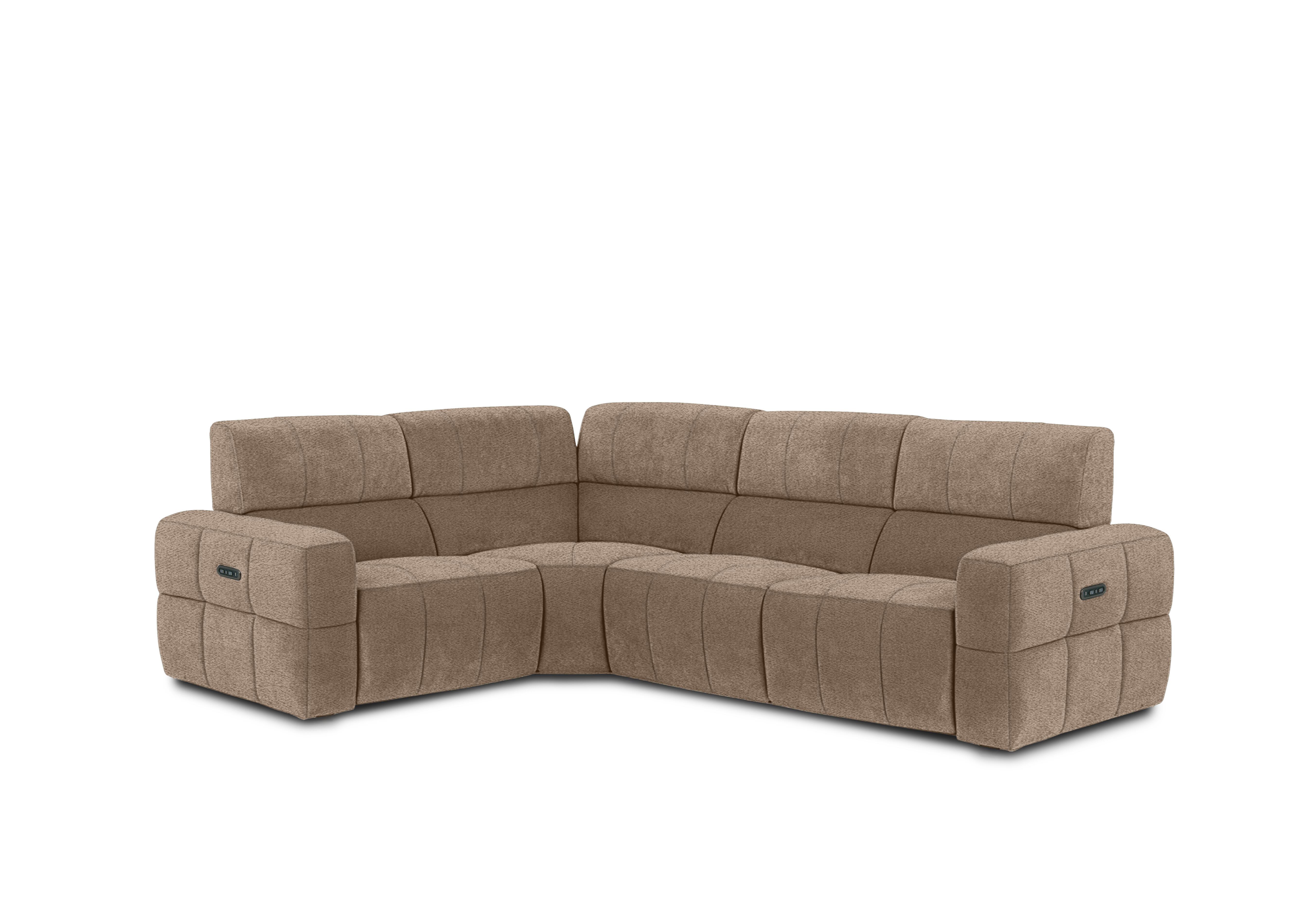 Cube Fabric Power Recliner Corner Sofa with Power Headrests in Hudson Mocha 25431 on Furniture Village