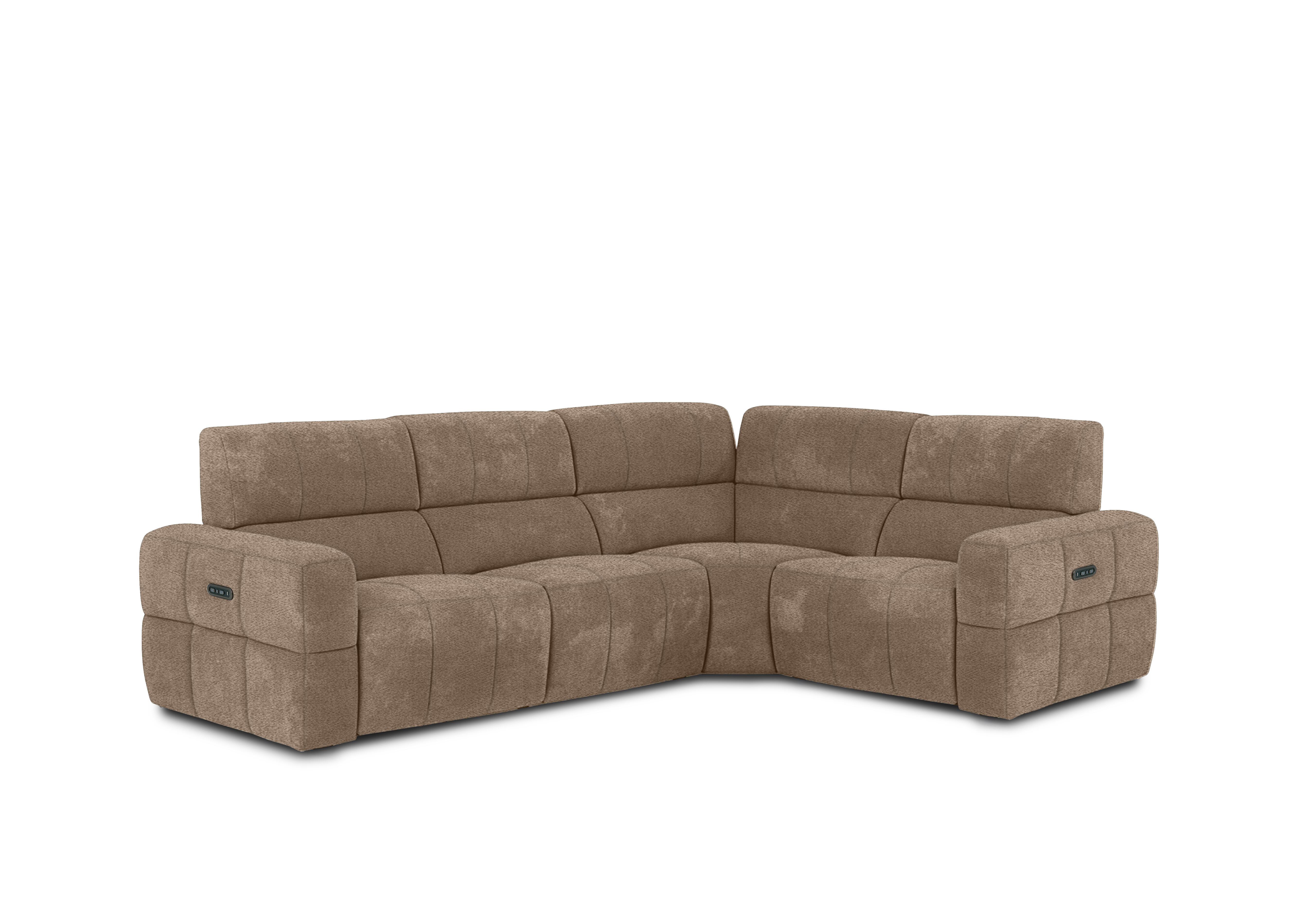 Cube Fabric Power Recliner Corner Sofa with Power Headrests in Hudson Mocha 25431 on Furniture Village