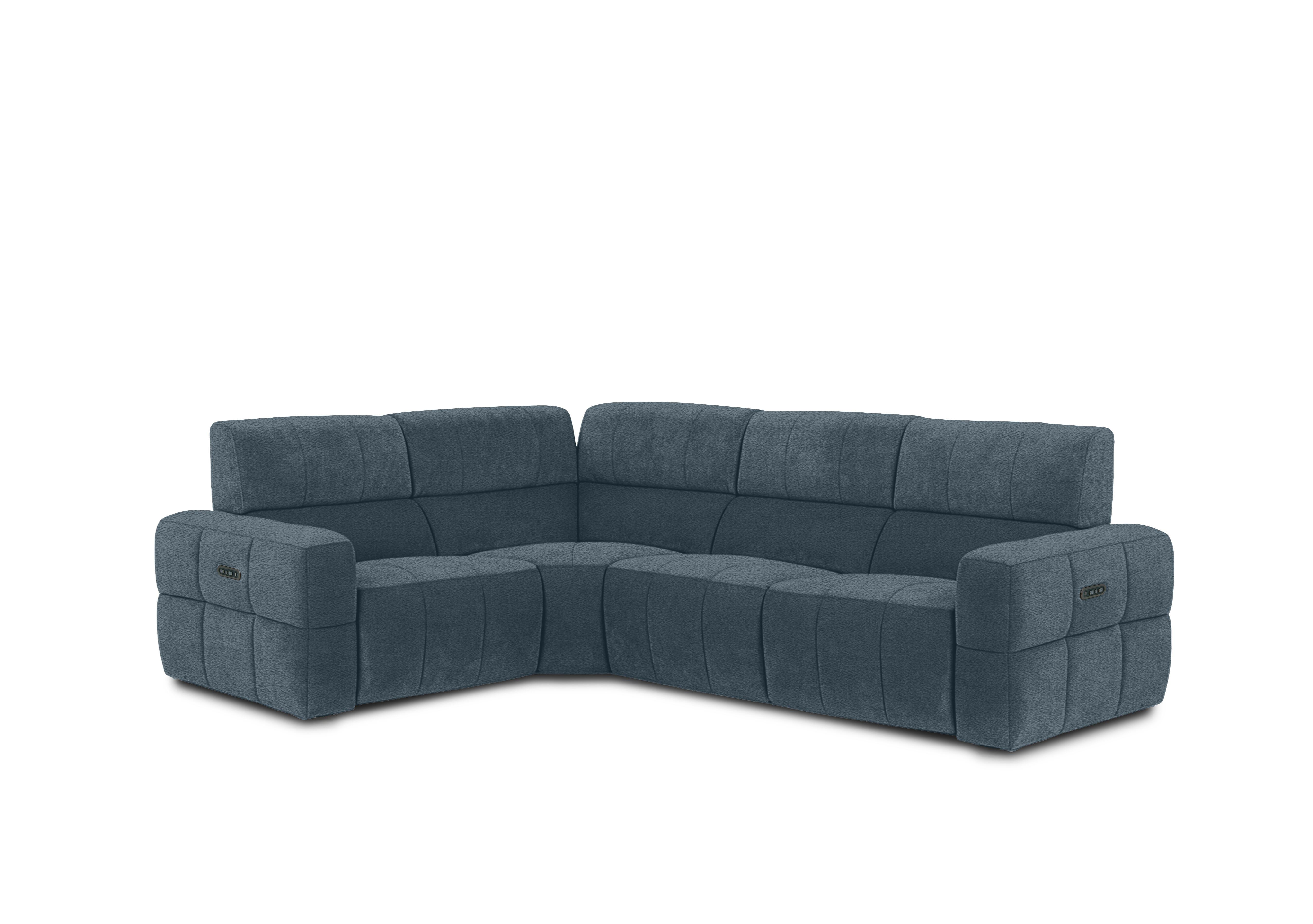 Cube Fabric Power Recliner Corner Sofa with Power Headrests in Hudson Ocean 25315 on Furniture Village