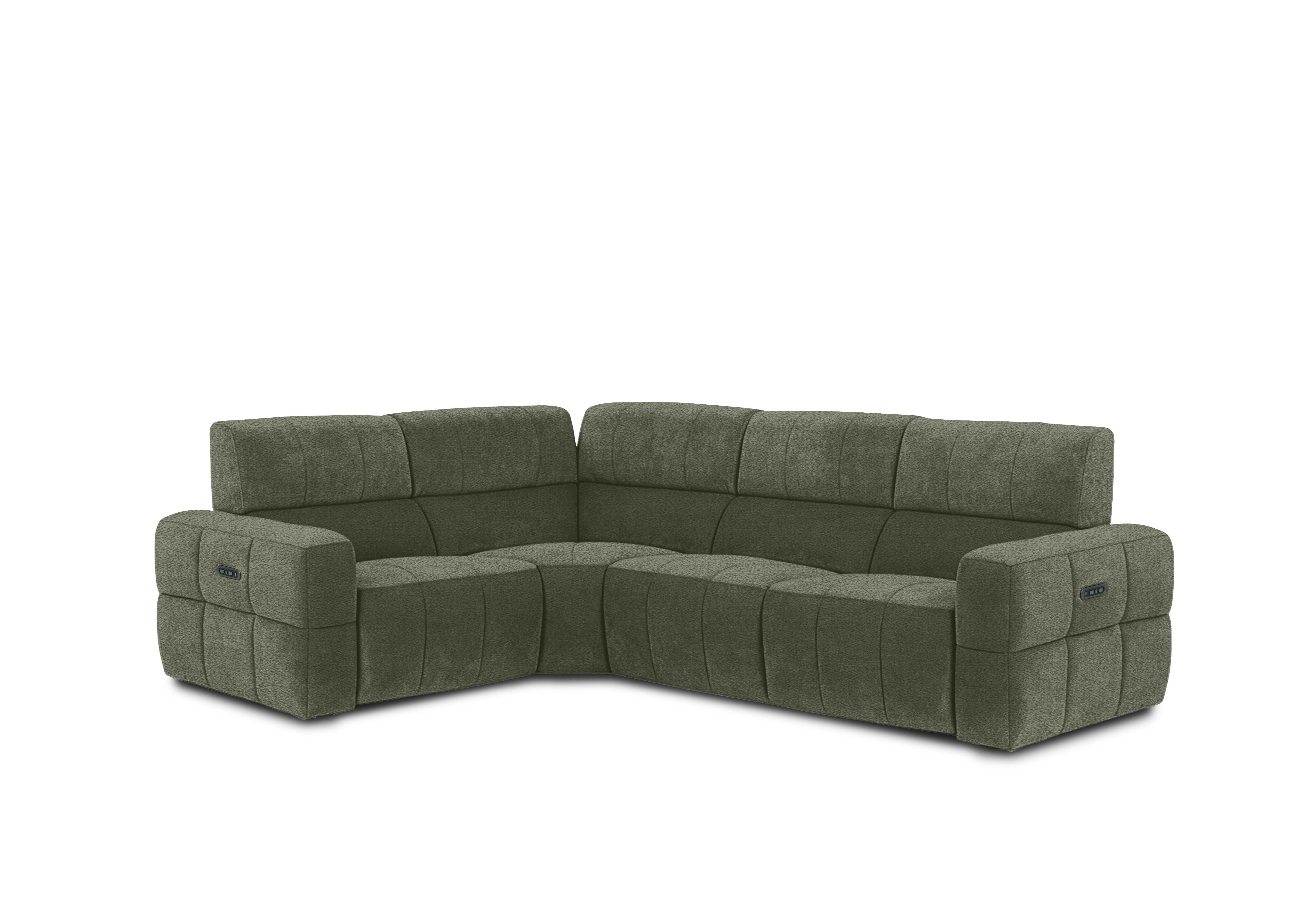 Cube Fabric Power Recliner Corner Sofa with Power Headrests in Hudson Pine 25355 on Furniture Village