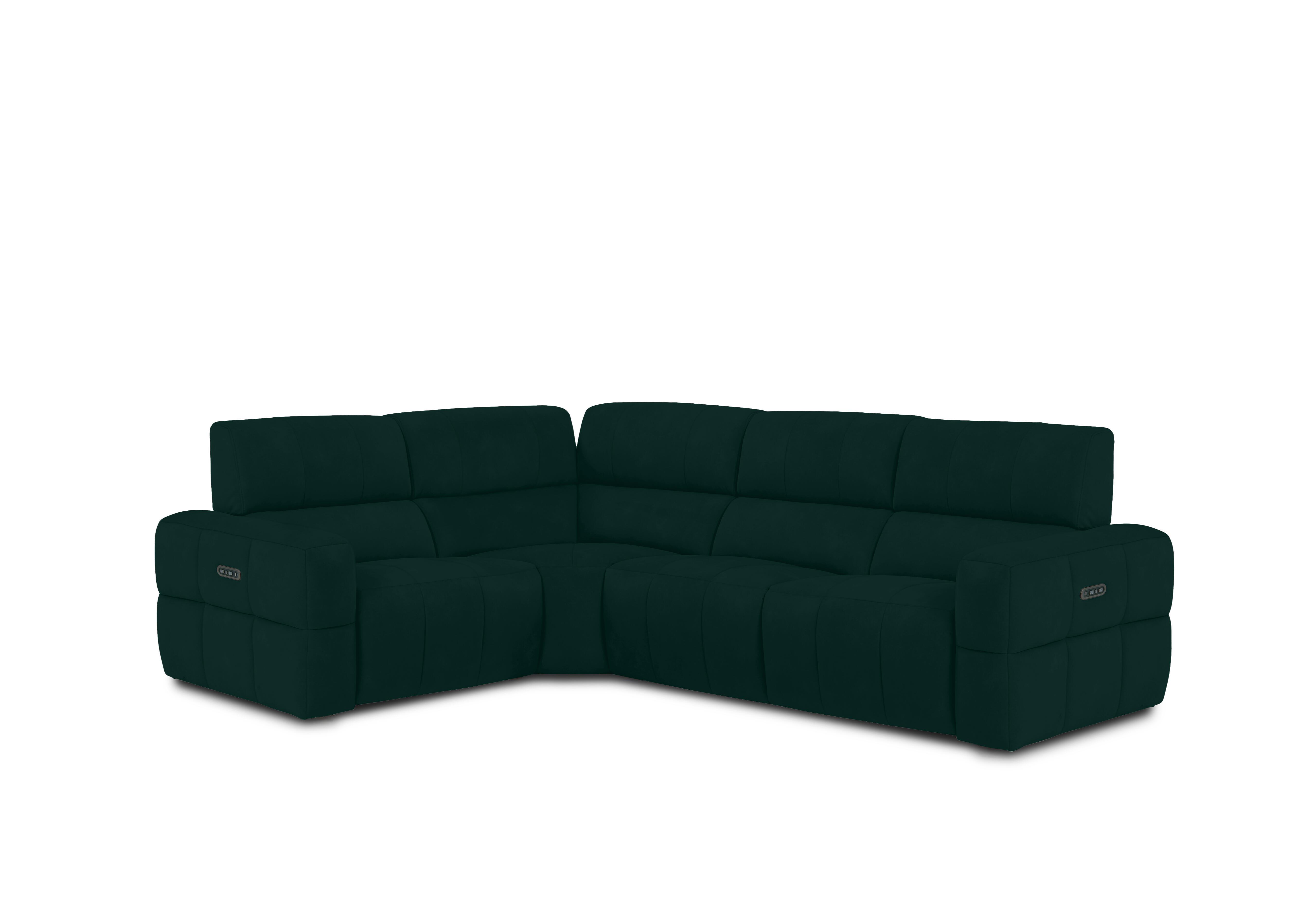 Cube Fabric Power Recliner Corner Sofa with Power Headrests in Opulence Bottle Green 51011 on Furniture Village