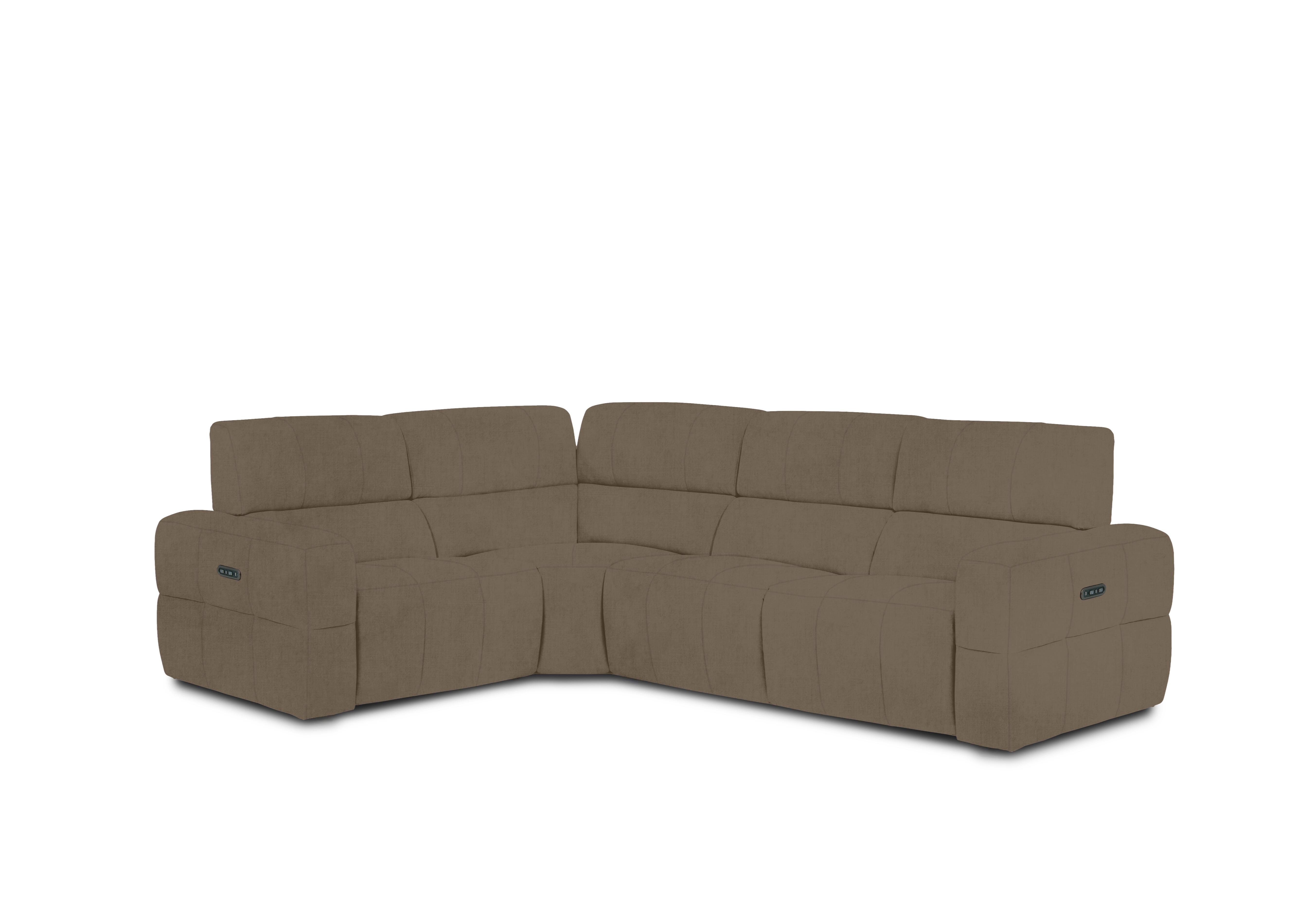 Cube Fabric Power Recliner Corner Sofa with Power Headrests in Opulence Cedar 51014 on Furniture Village