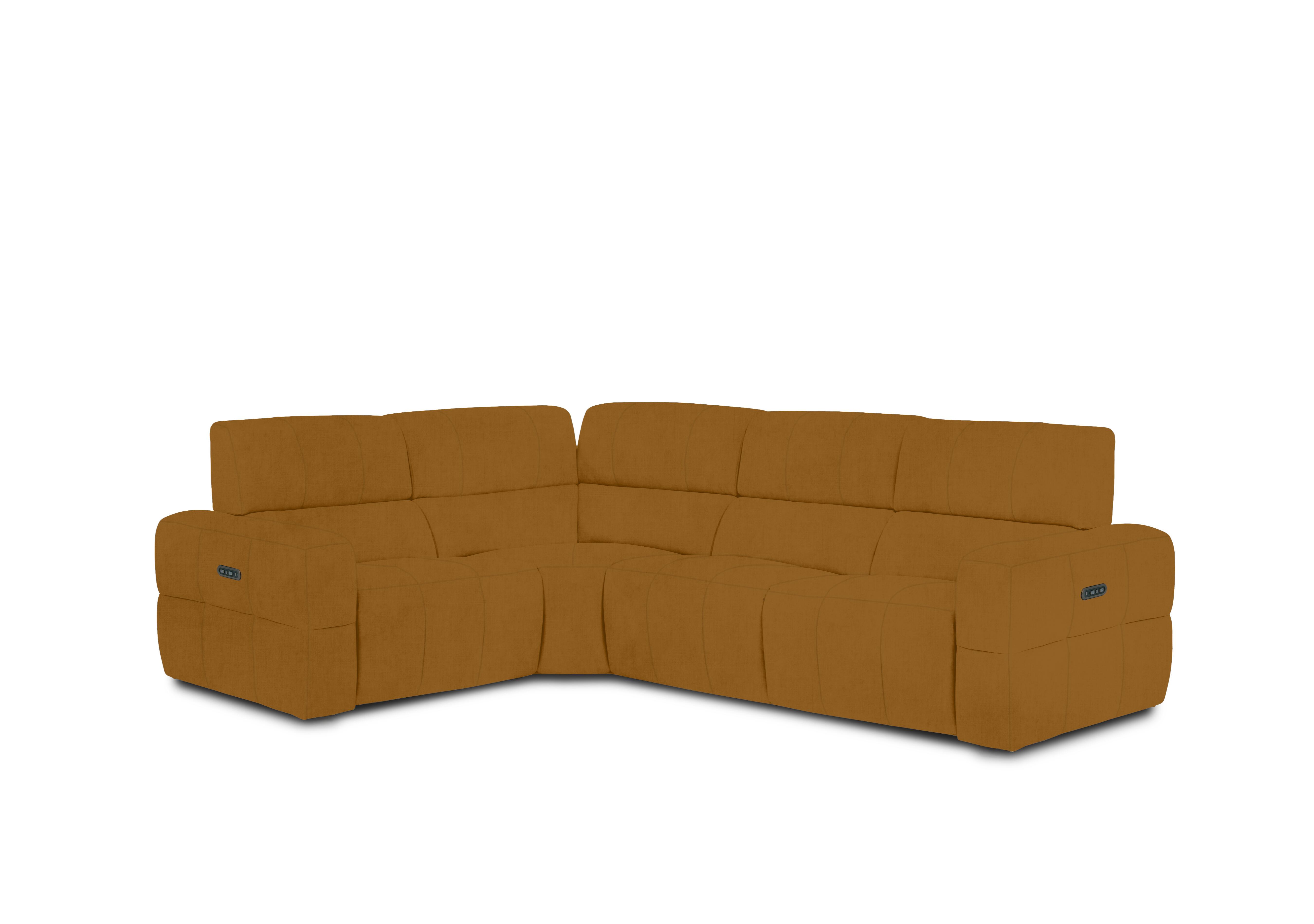 Cube Fabric Power Recliner Corner Sofa with Power Headrests in Opulence Saffron 51009 on Furniture Village