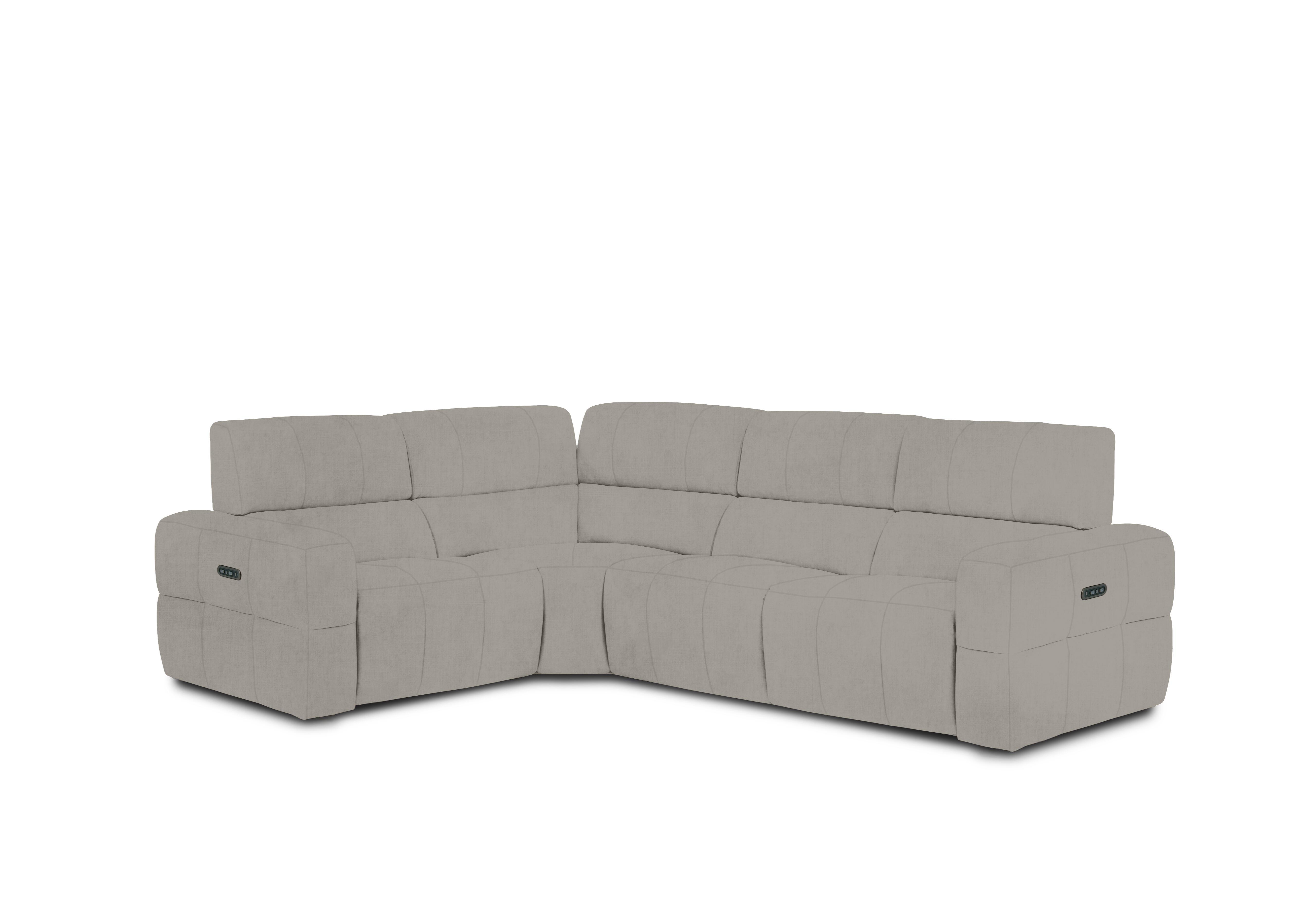 Cube Fabric Power Recliner Corner Sofa with Power Headrests in Opulence Silver 51007 on Furniture Village