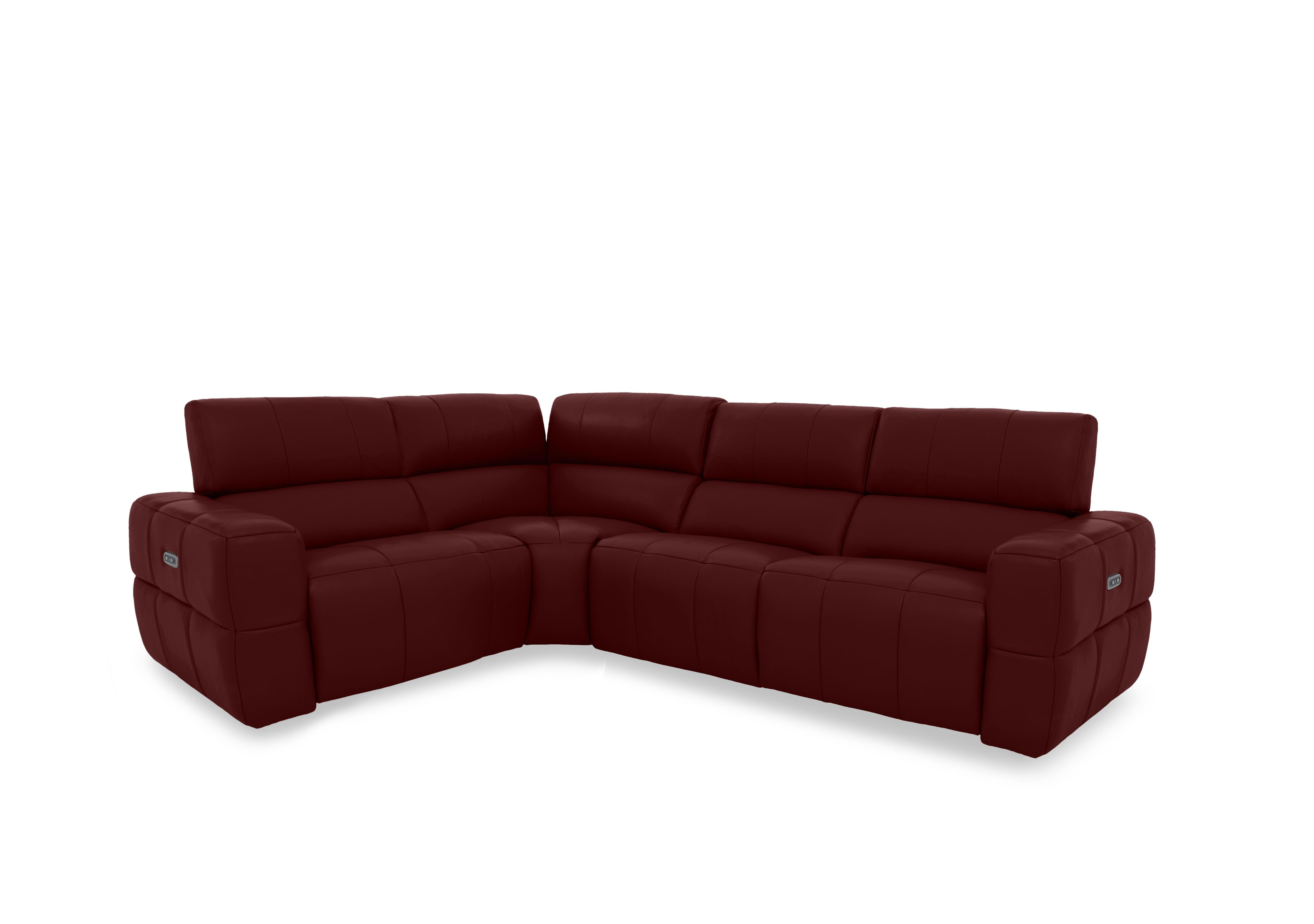 Cube Leather Power Recliner Corner Sofa with Power Headrests in Montana Ruby Cat-60/15 on Furniture Village
