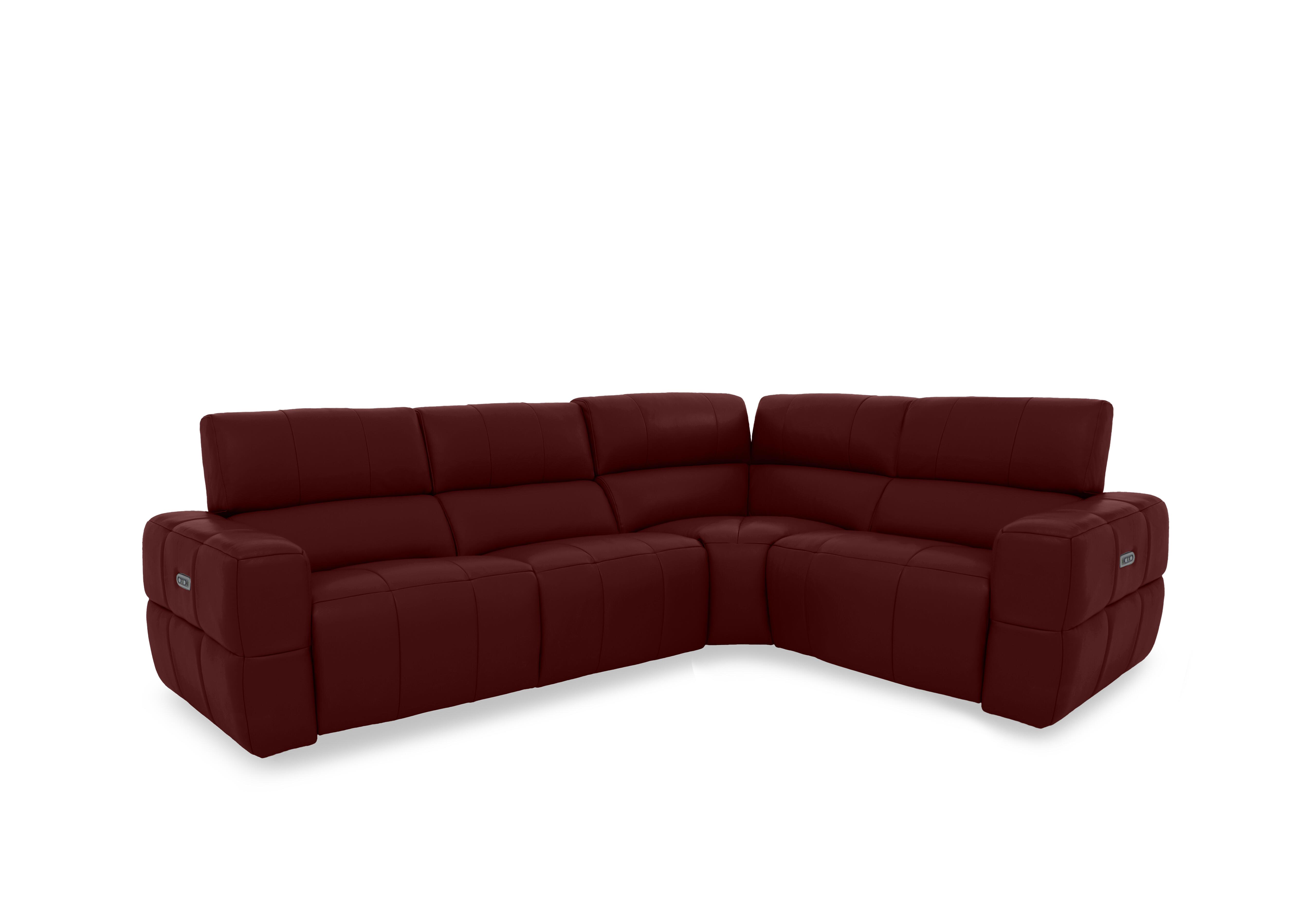 Cube Leather Power Recliner Corner Sofa with Power Headrests in Montana Ruby Cat-60/15 on Furniture Village