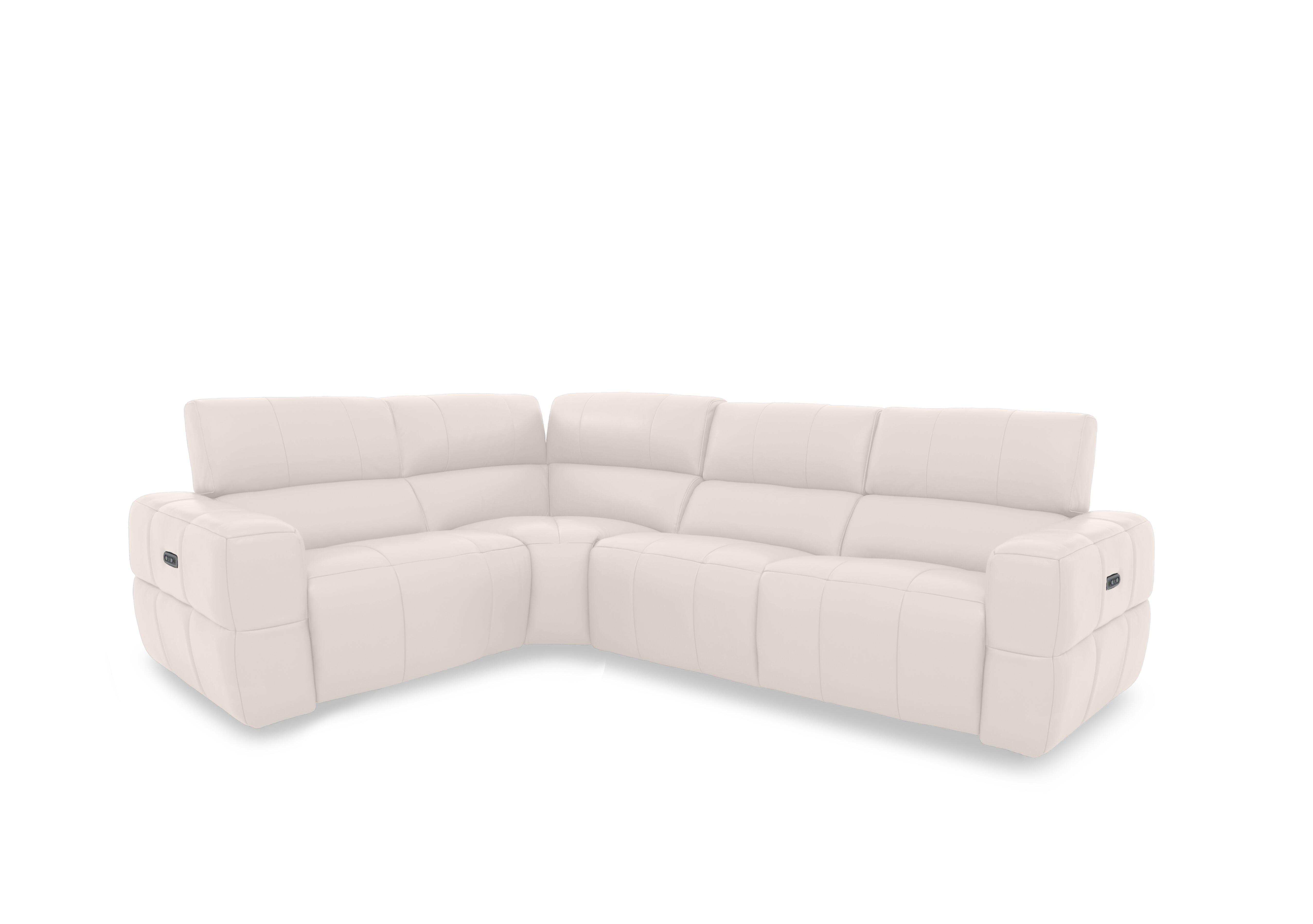 Cube Leather Power Recliner Corner Sofa with Power Headrests in Oslo Cotton Cat-40/13 on Furniture Village