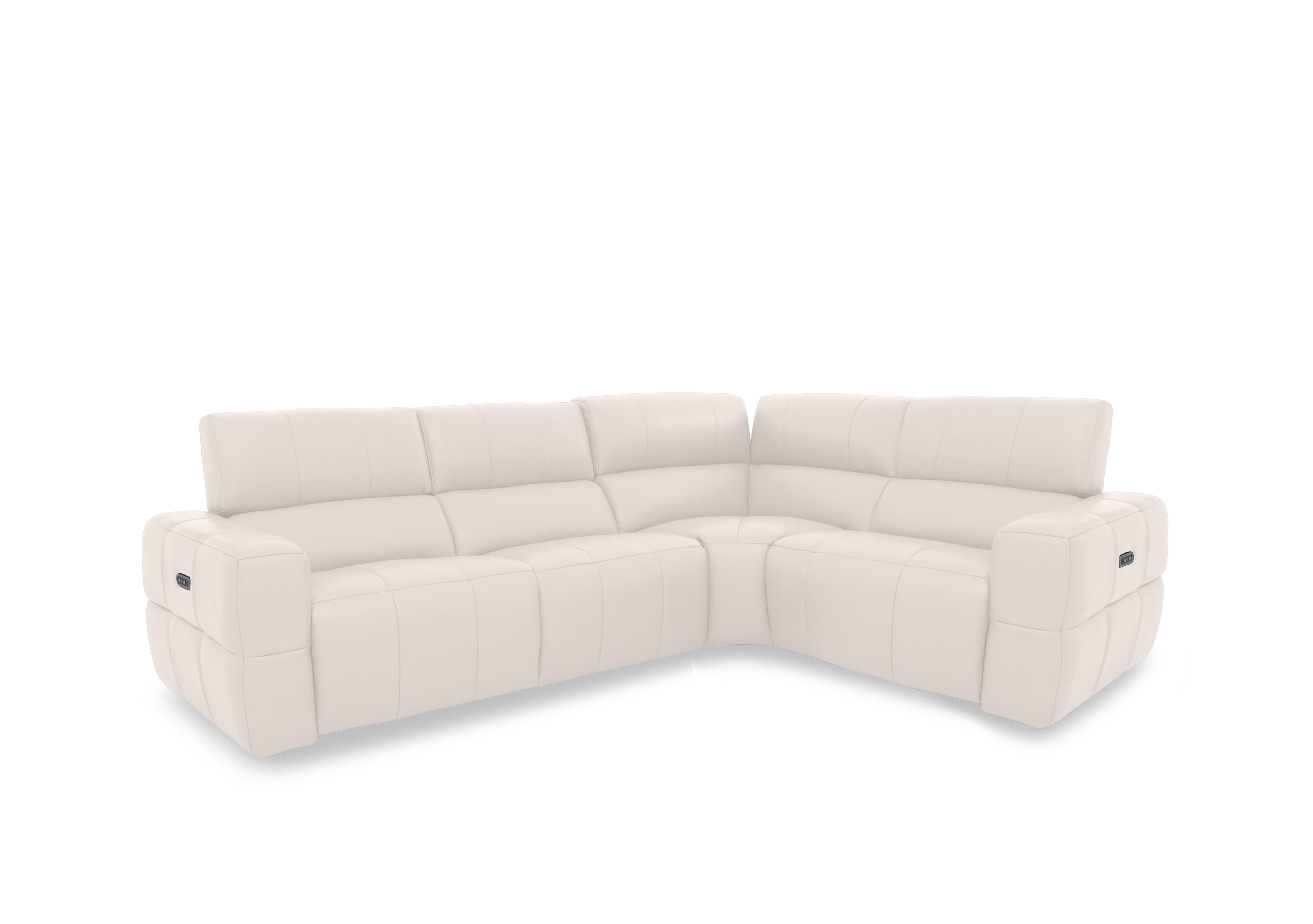 Cube Leather Power Recliner Corner Sofa with Power Headrests in Oslo Cotton Cat-40/13 on Furniture Village