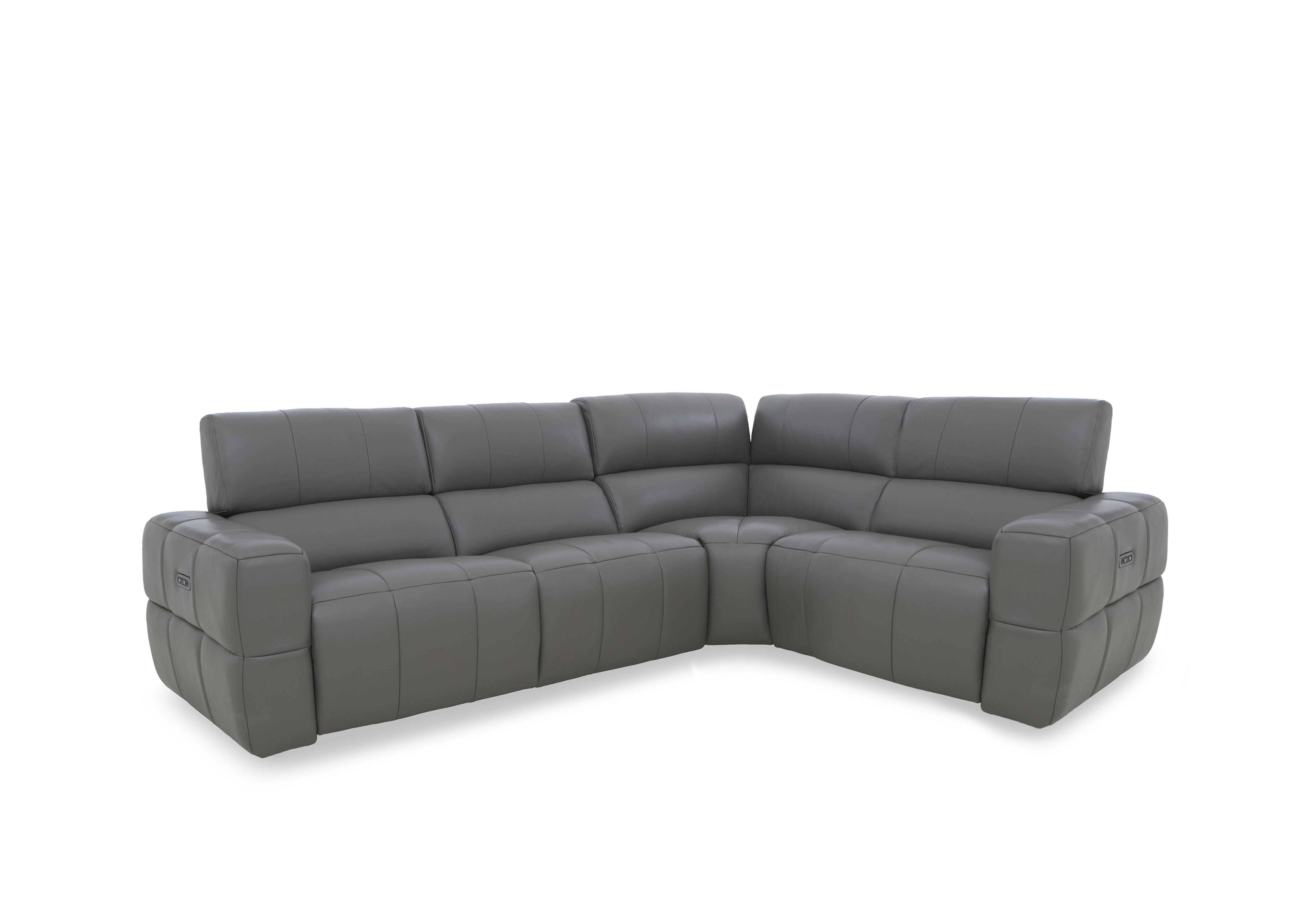 Cube Leather Power Recliner Corner Sofa with Power Headrests in Oslo Elephant Cat-40/15 on Furniture Village