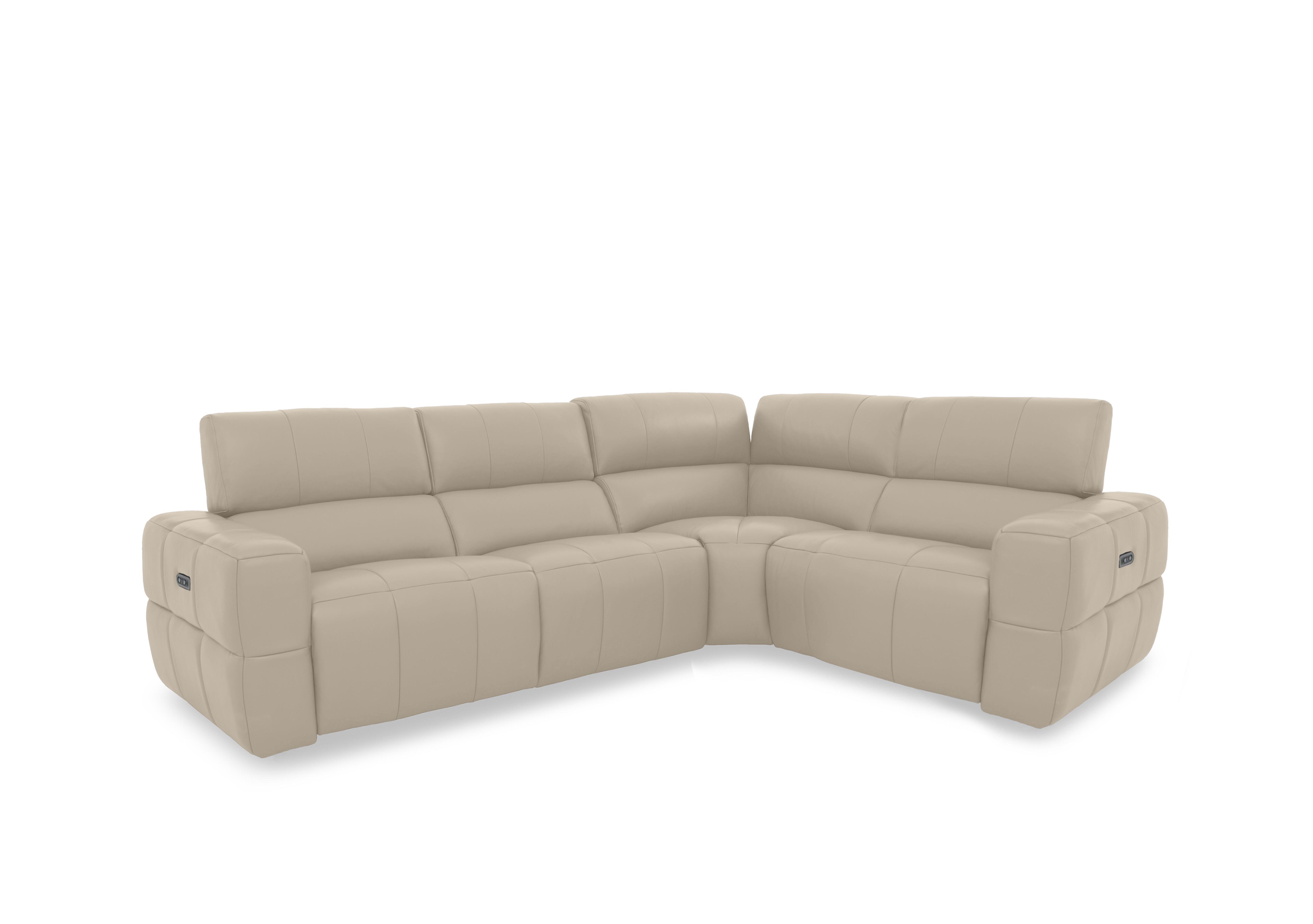 Cube Leather Power Recliner Corner Sofa with Power Headrests in Oslo Oyster Cat-40/08 on Furniture Village