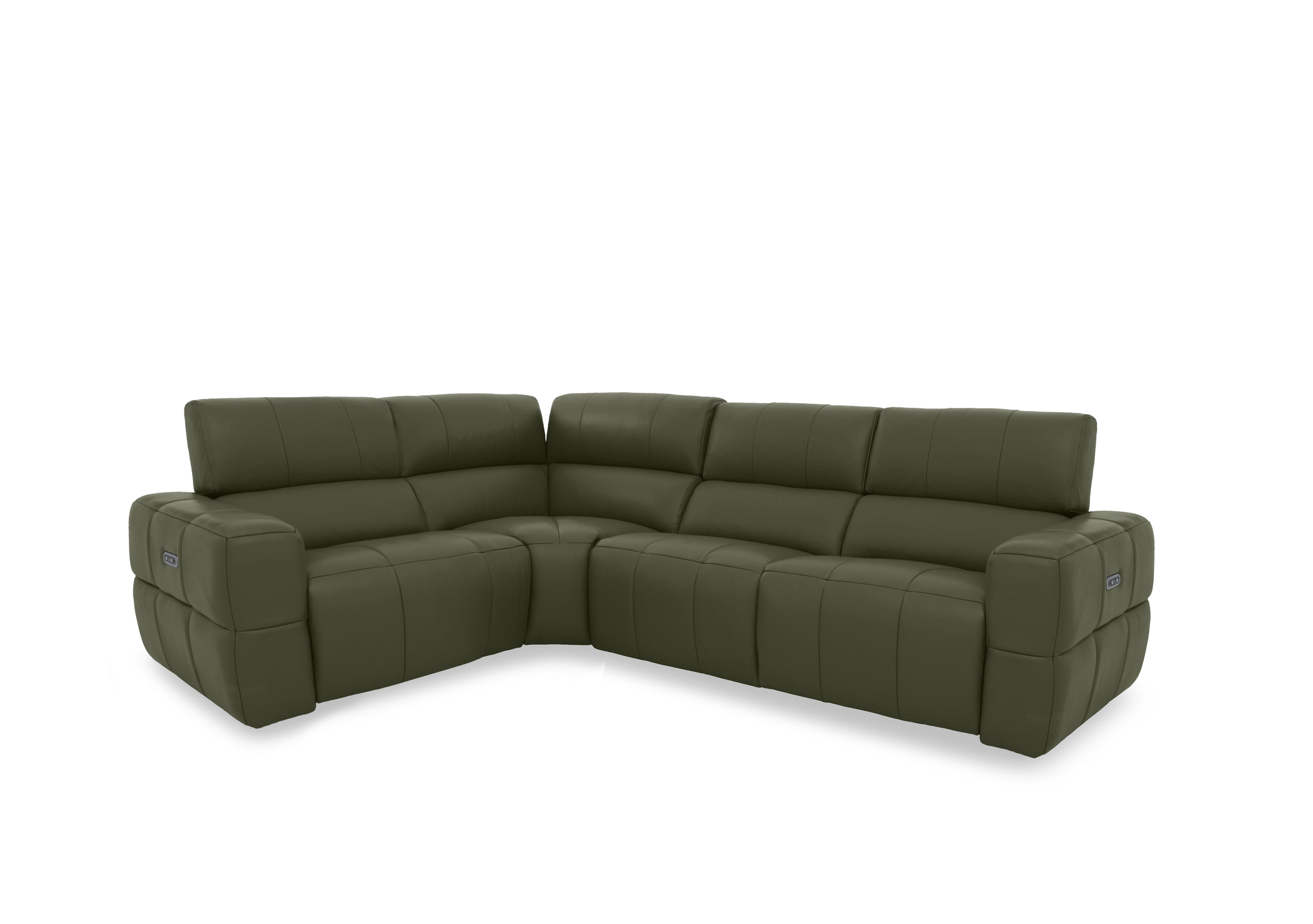 Cube Leather Power Recliner Corner Sofa with Power Headrests in Oslo Pine Cat-40/10 on Furniture Village