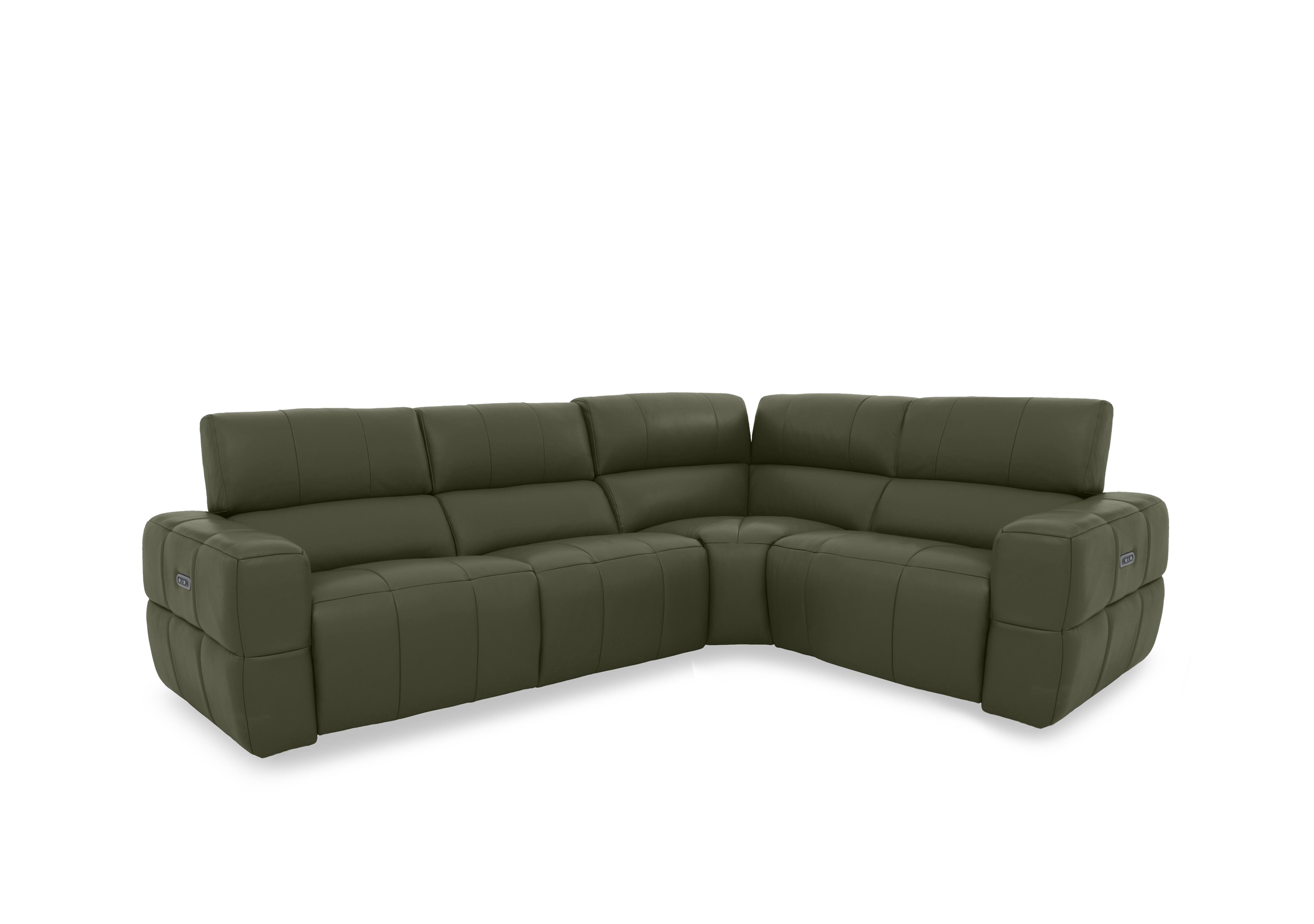 Cube Leather Power Recliner Corner Sofa with Power Headrests in Oslo Pine Cat-40/10 on Furniture Village