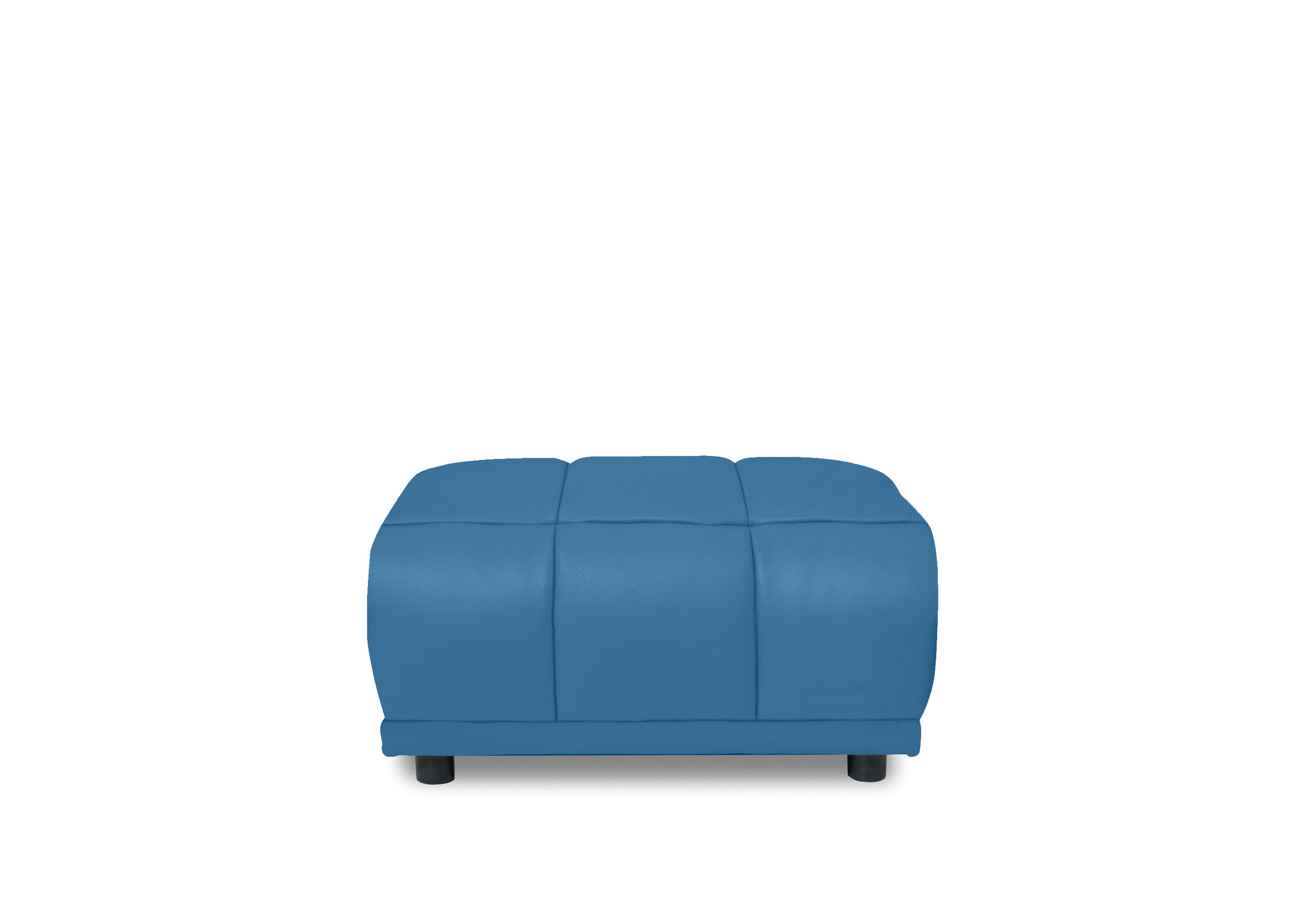Cube Leather Large Footstool in Oslo Aegean Cat-40/12 on Furniture Village
