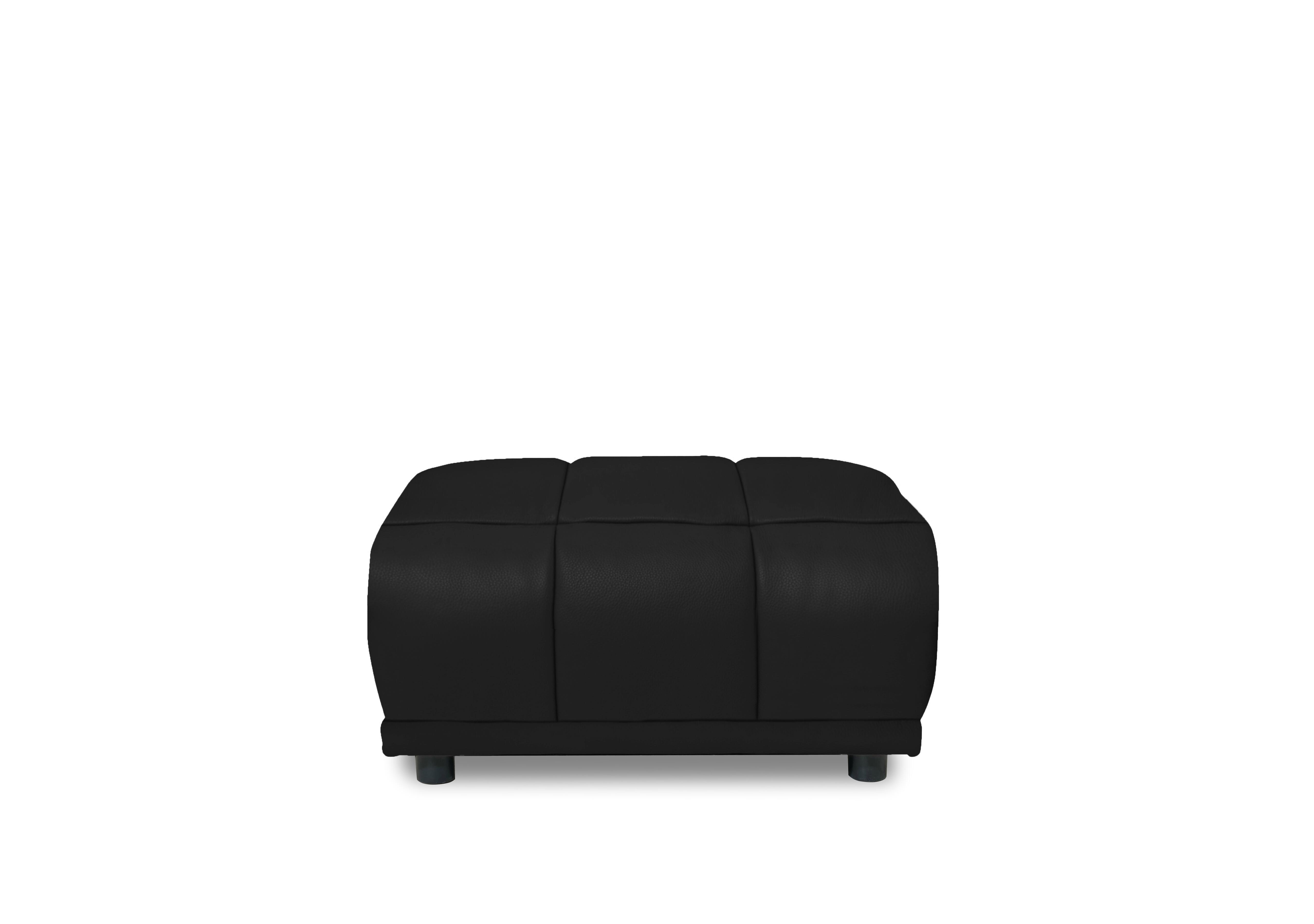 Cube Leather Large Footstool in Oslo Jet Black Cat-40/23 on Furniture Village