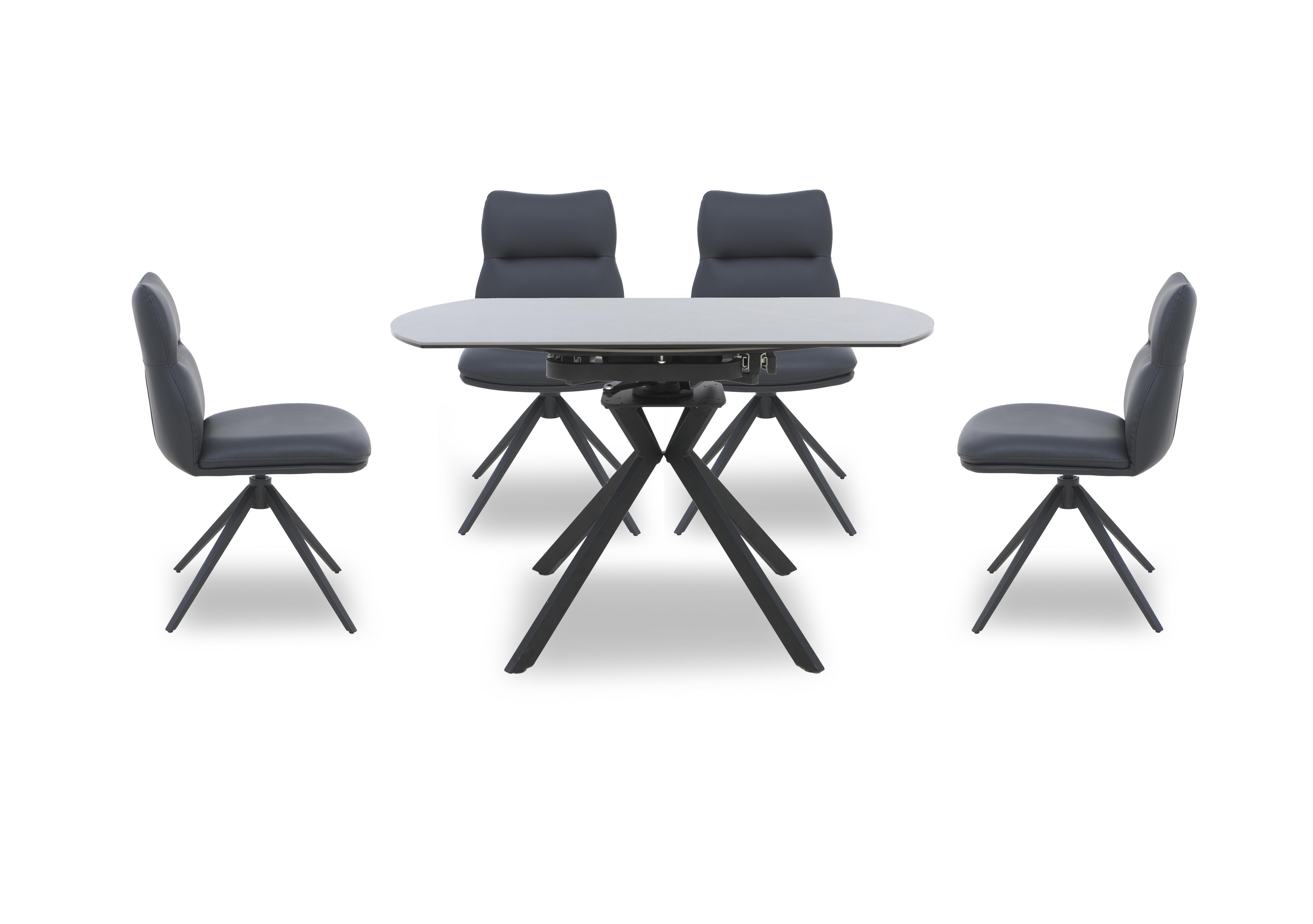 Quattro Extending Swivel Dining Table and 4 Swivel Dining Chairs in Ash-Black on Furniture Village