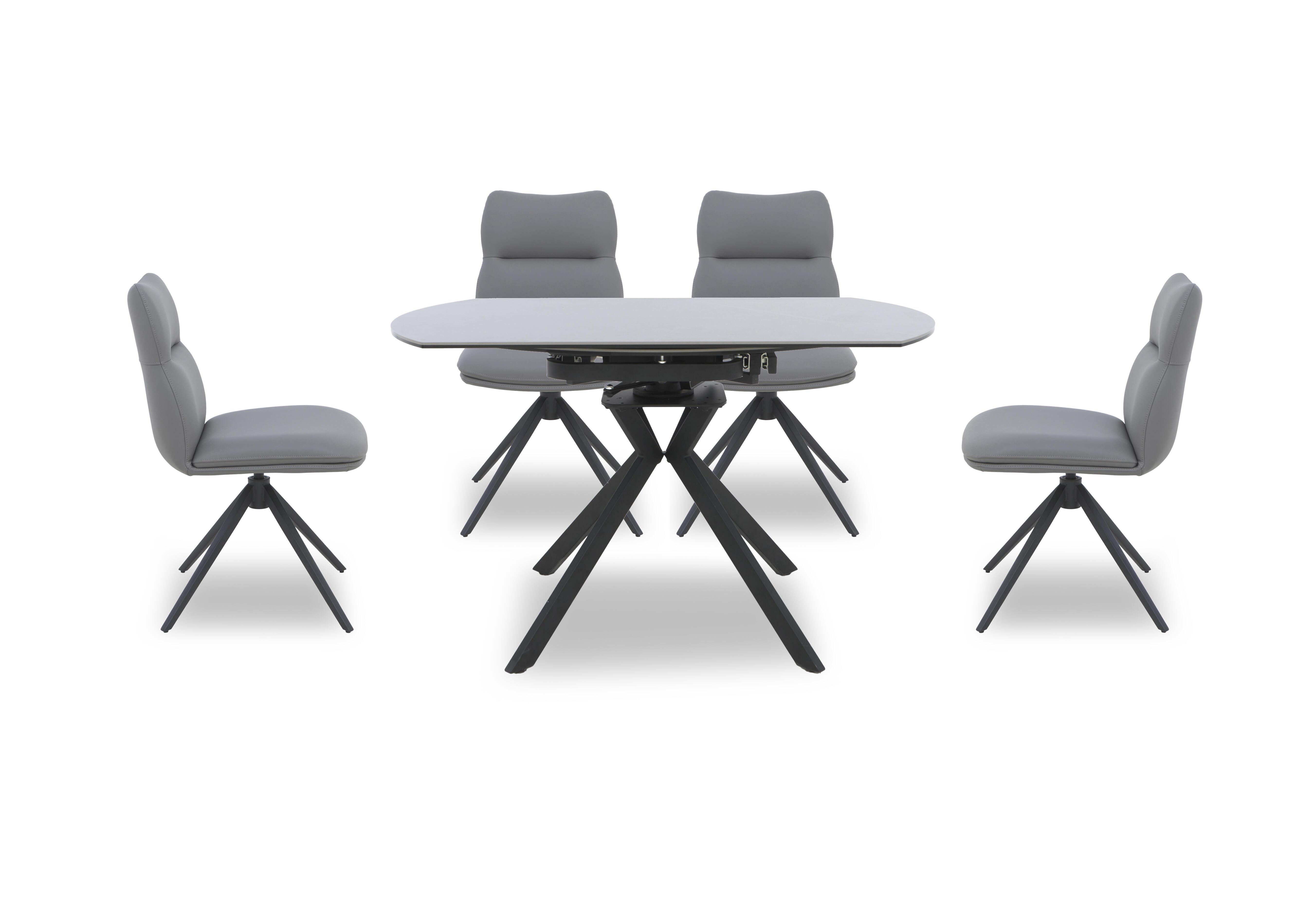 Quattro Extending Swivel Dining Table and 4 Swivel Dining Chairs in Ash-Stone on Furniture Village