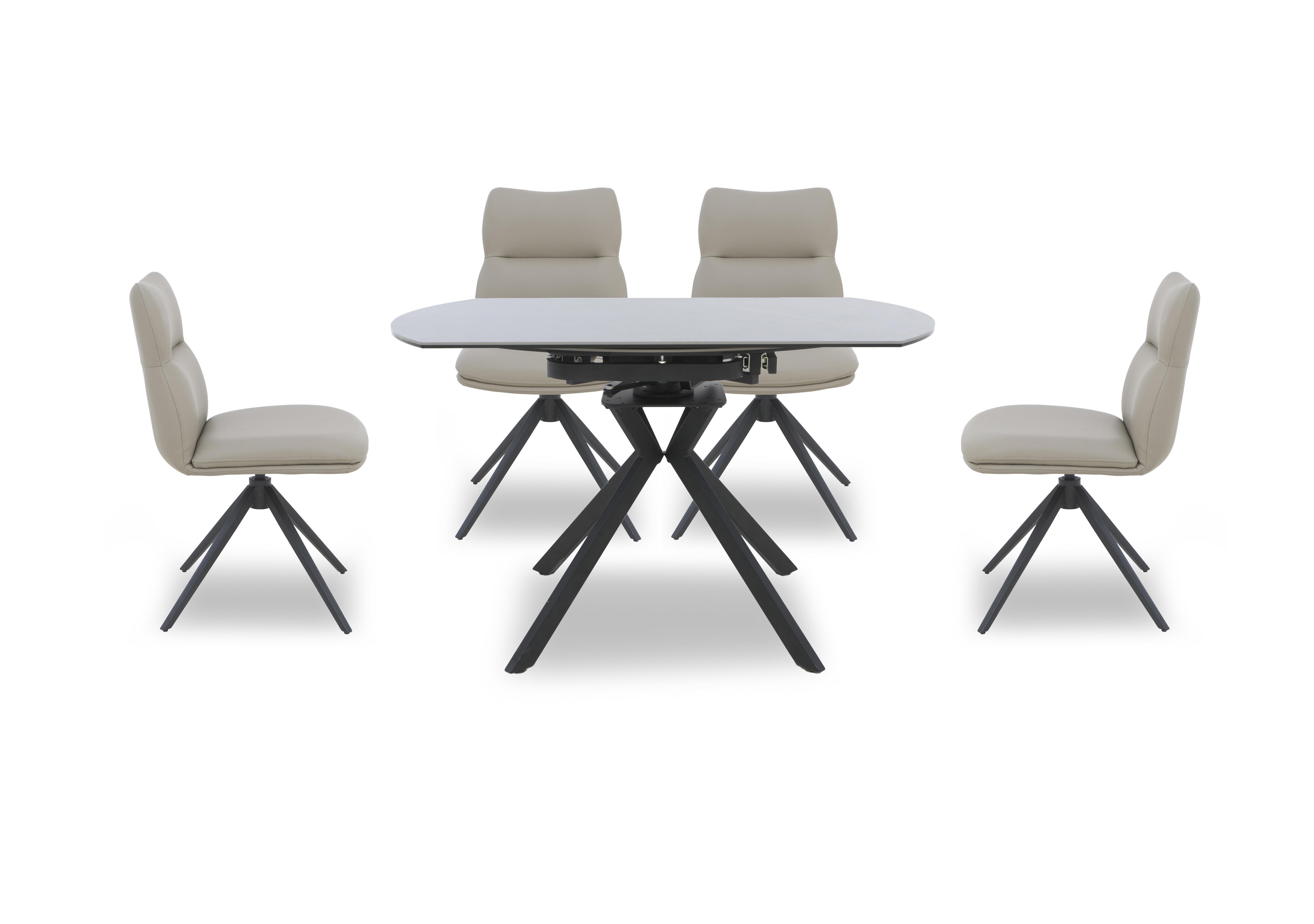 Quattro Extending Swivel Dining Table and 4 Swivel Dining Chairs in Ash-Taupe on Furniture Village