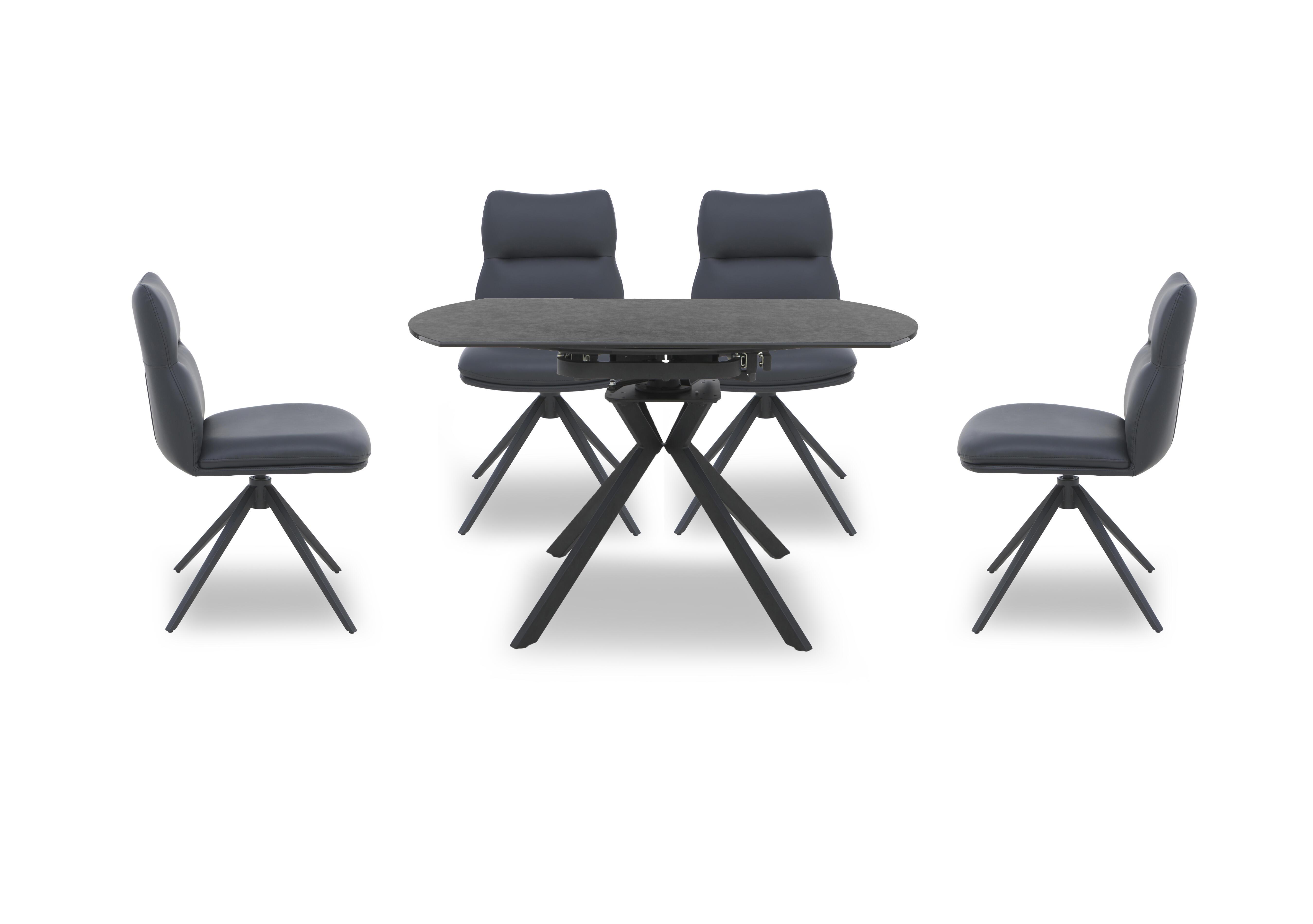 Quattro Extending Swivel Dining Table and 4 Swivel Dining Chairs in Charcoal-Black on Furniture Village