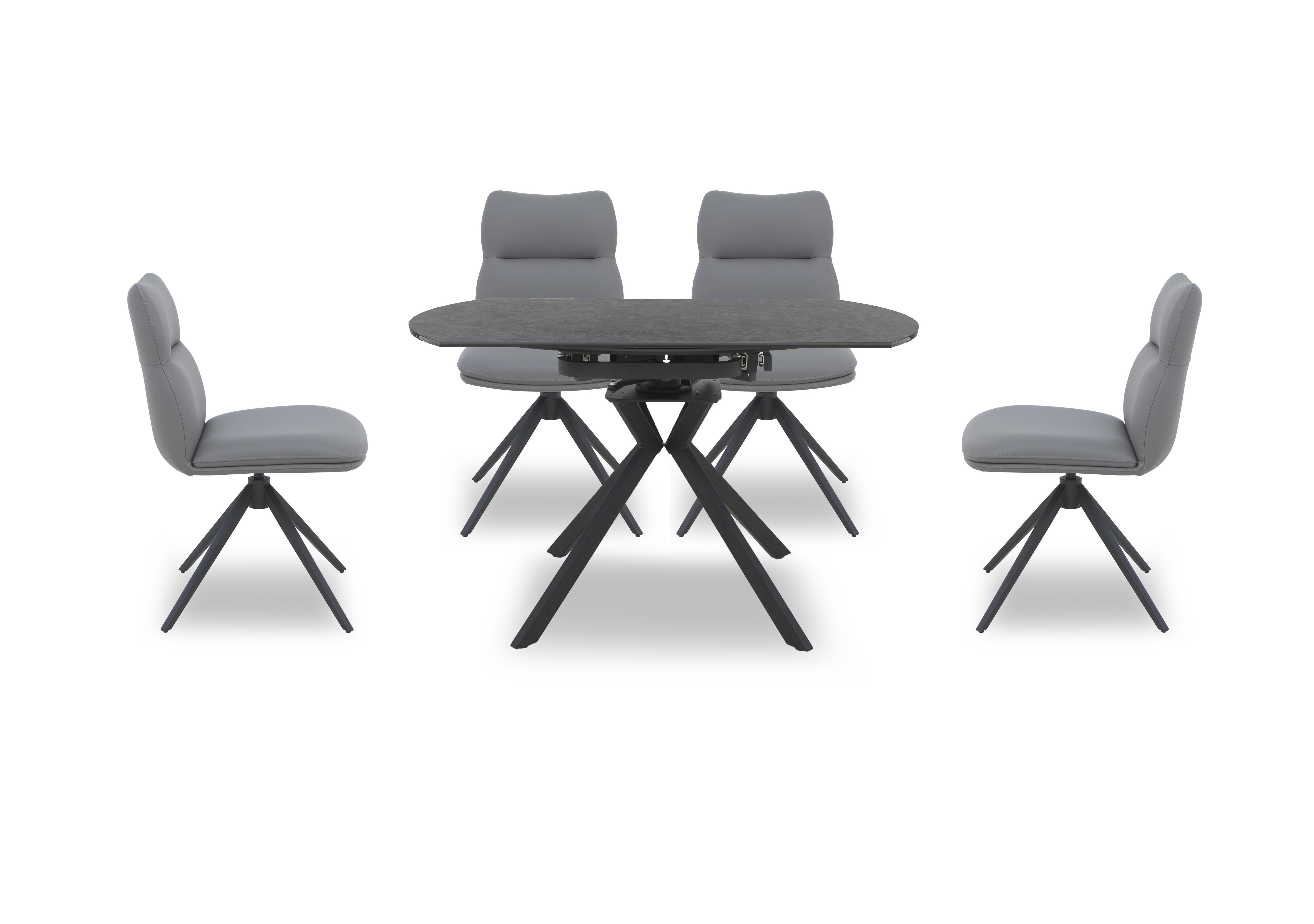 Quattro Extending Swivel Dining Table and 4 Swivel Dining Chairs in Charcoal-Stone on Furniture Village