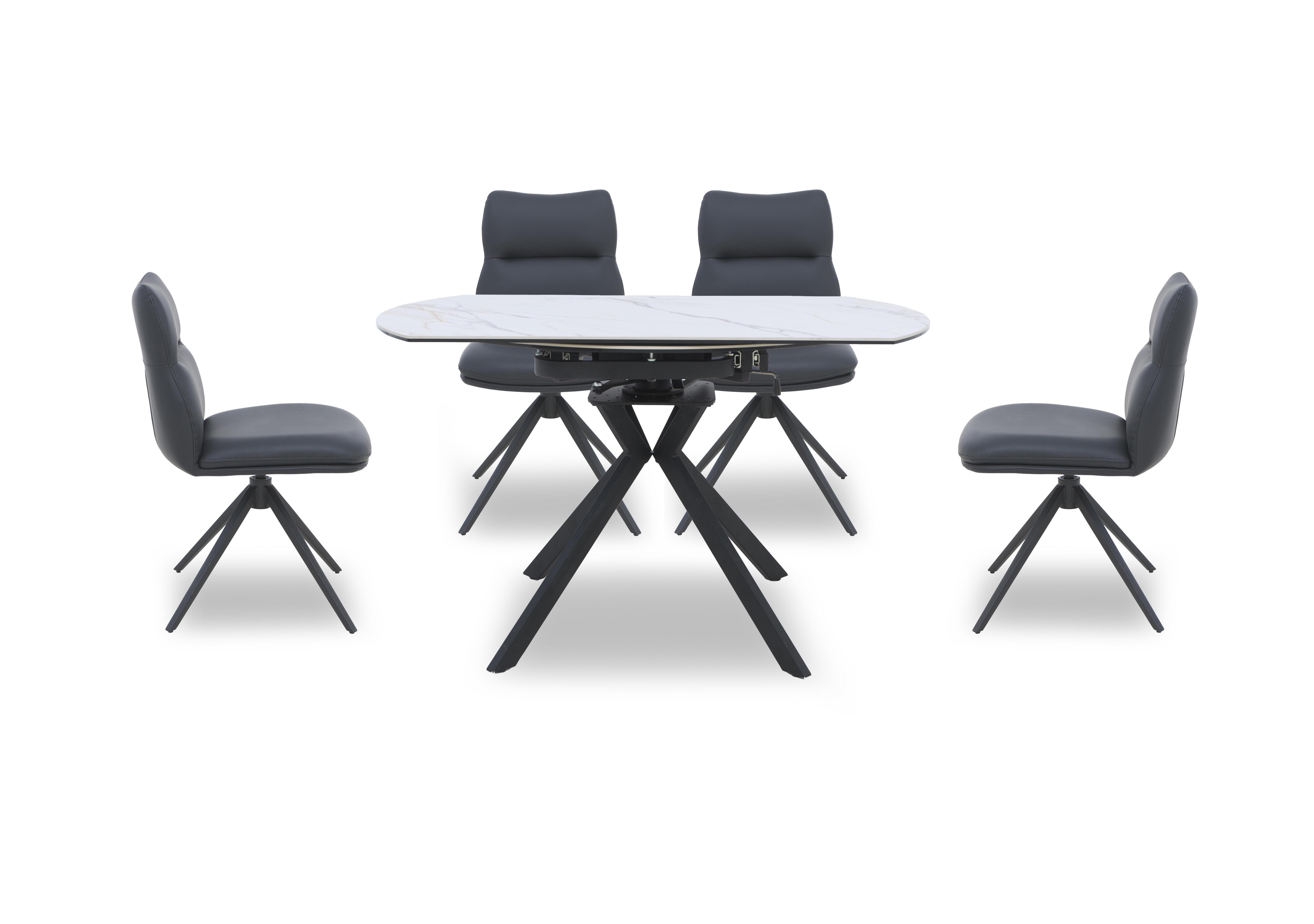 Quattro Extending Swivel Dining Table and 4 Swivel Dining Chairs in Oyster-Black on Furniture Village