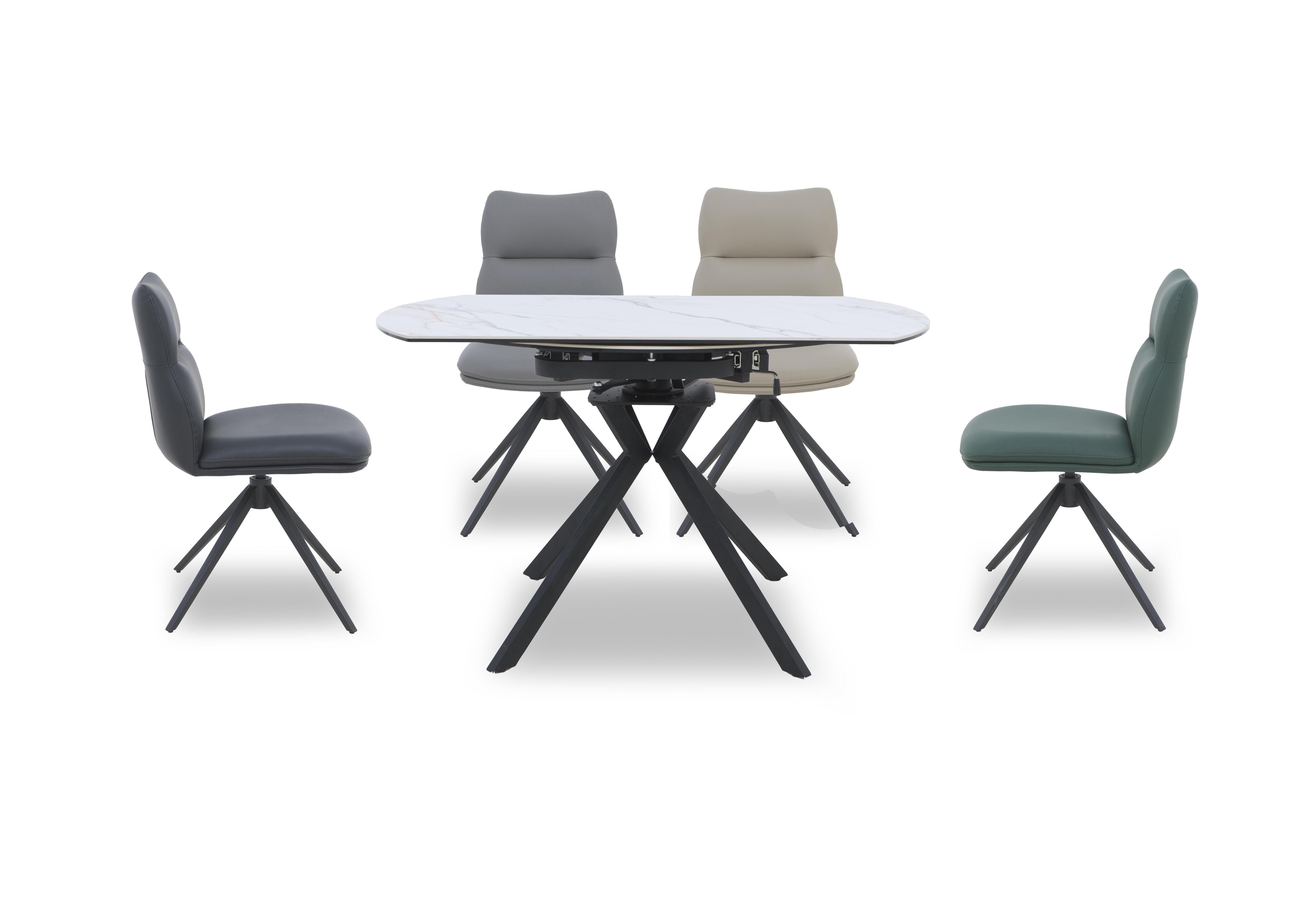Quattro Extending Swivel Dining Table and 4 Swivel Dining Chairs in Oyster-Multi on Furniture Village