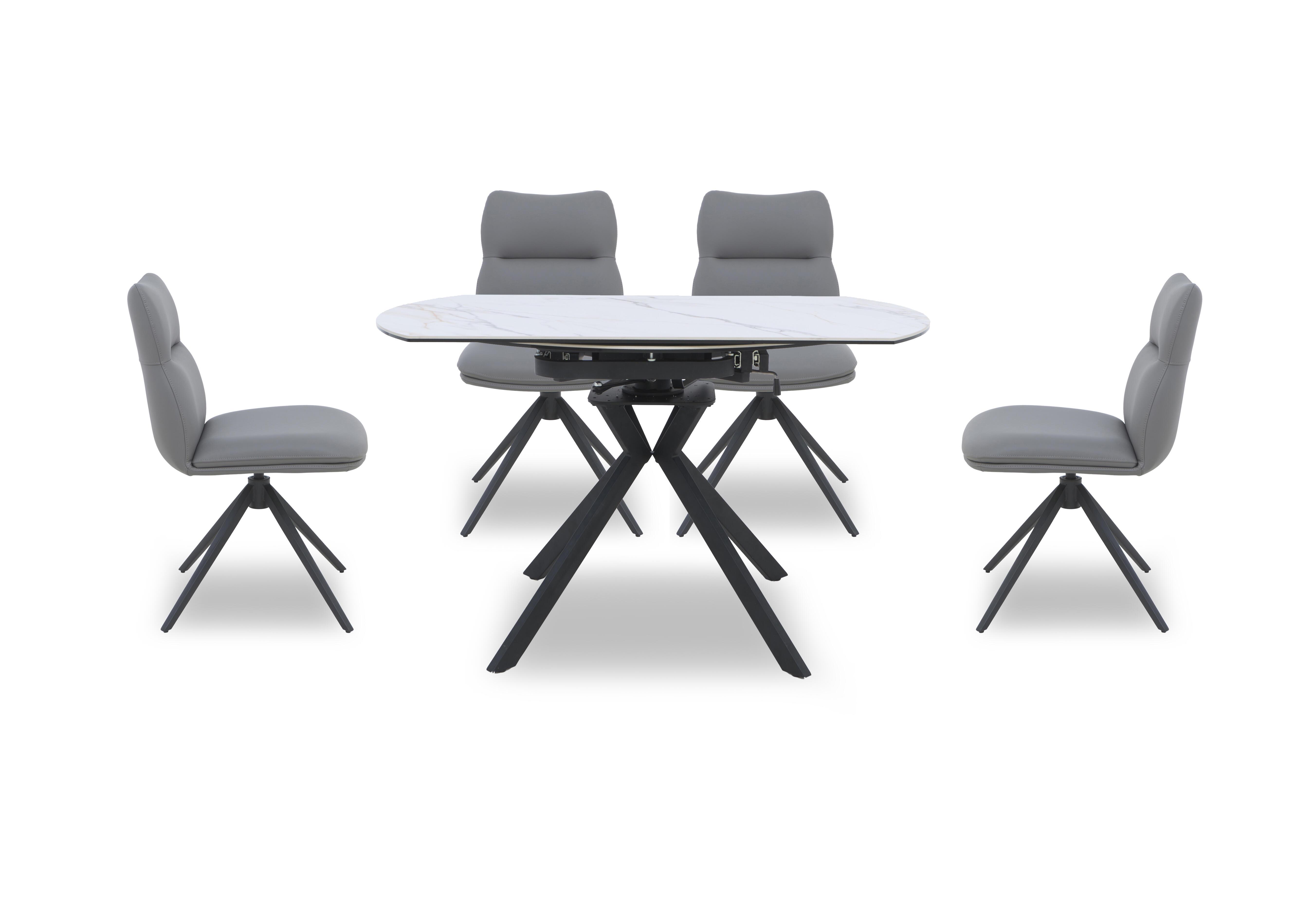 Quattro Round Extending Swivel Dining Table and 4 Swivel Dining Chairs in Oyster-Stone on Furniture Village