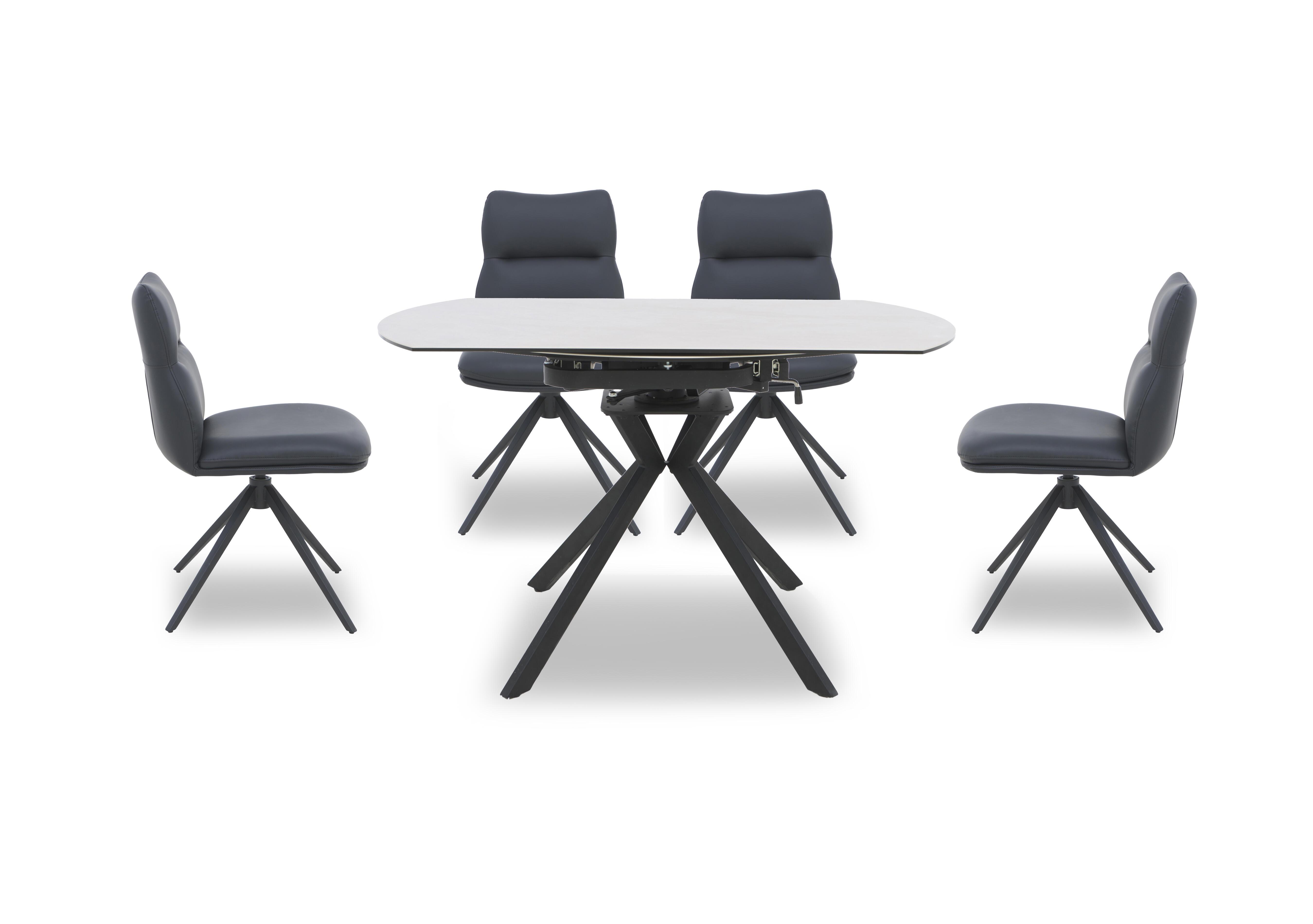 Quattro Extending Swivel Dining Table and 4 Swivel Dining Chairs in Sand-Black on Furniture Village