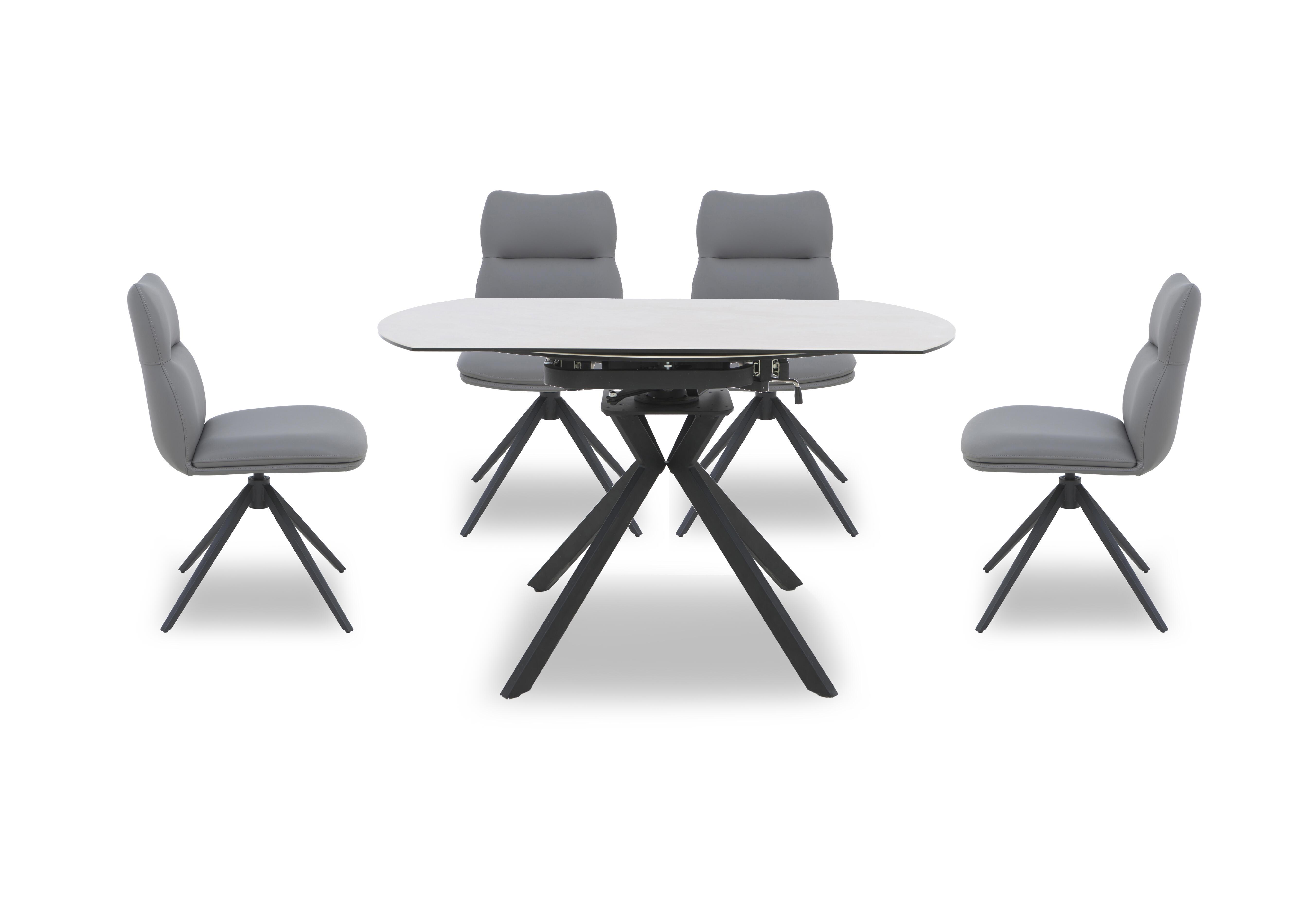 Quattro Extending Swivel Dining Table and 4 Swivel Dining Chairs in Sand-Stone on Furniture Village
