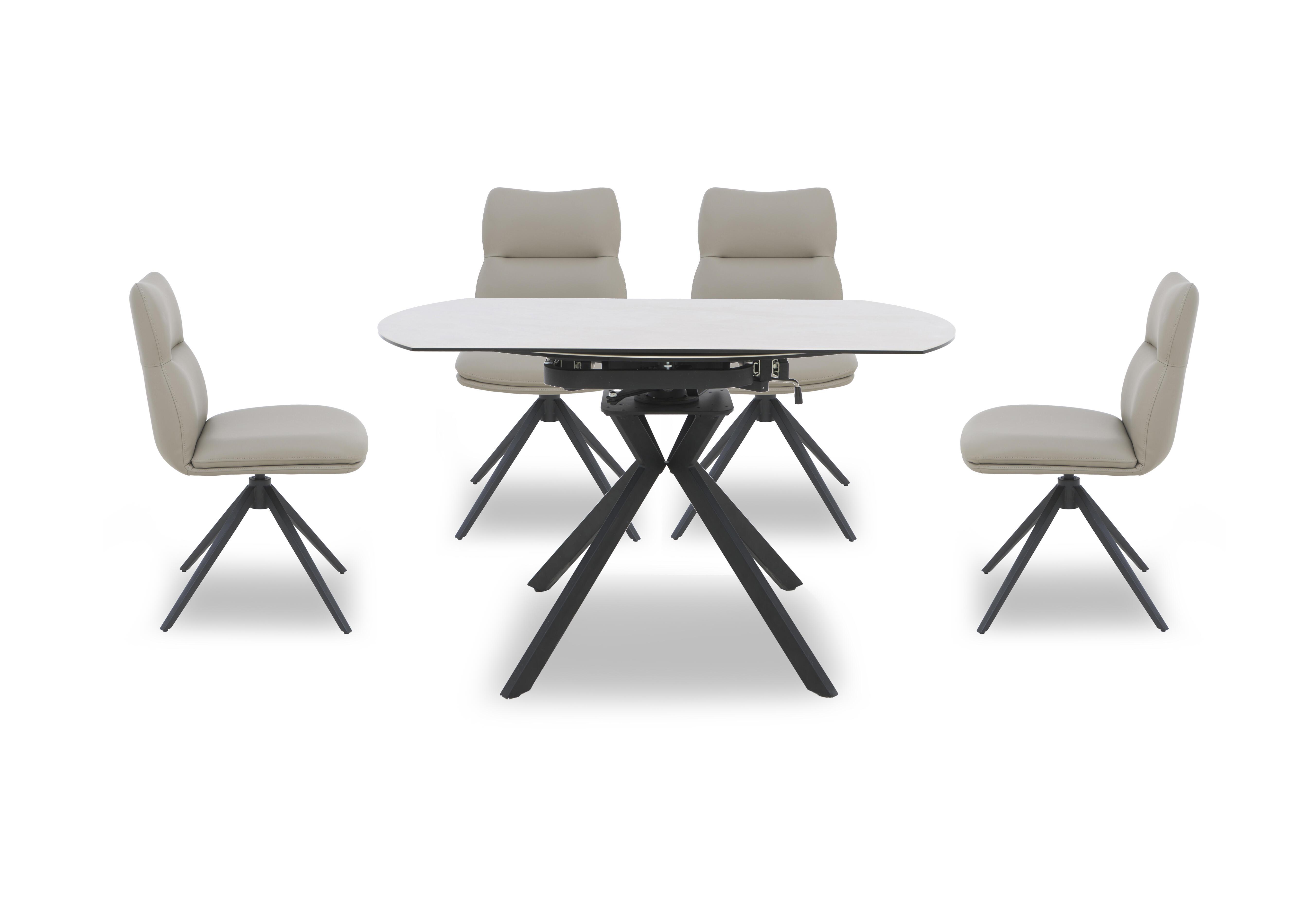 Quattro Extending Swivel Dining Table and 4 Swivel Dining Chairs in Sand-Taupe on Furniture Village