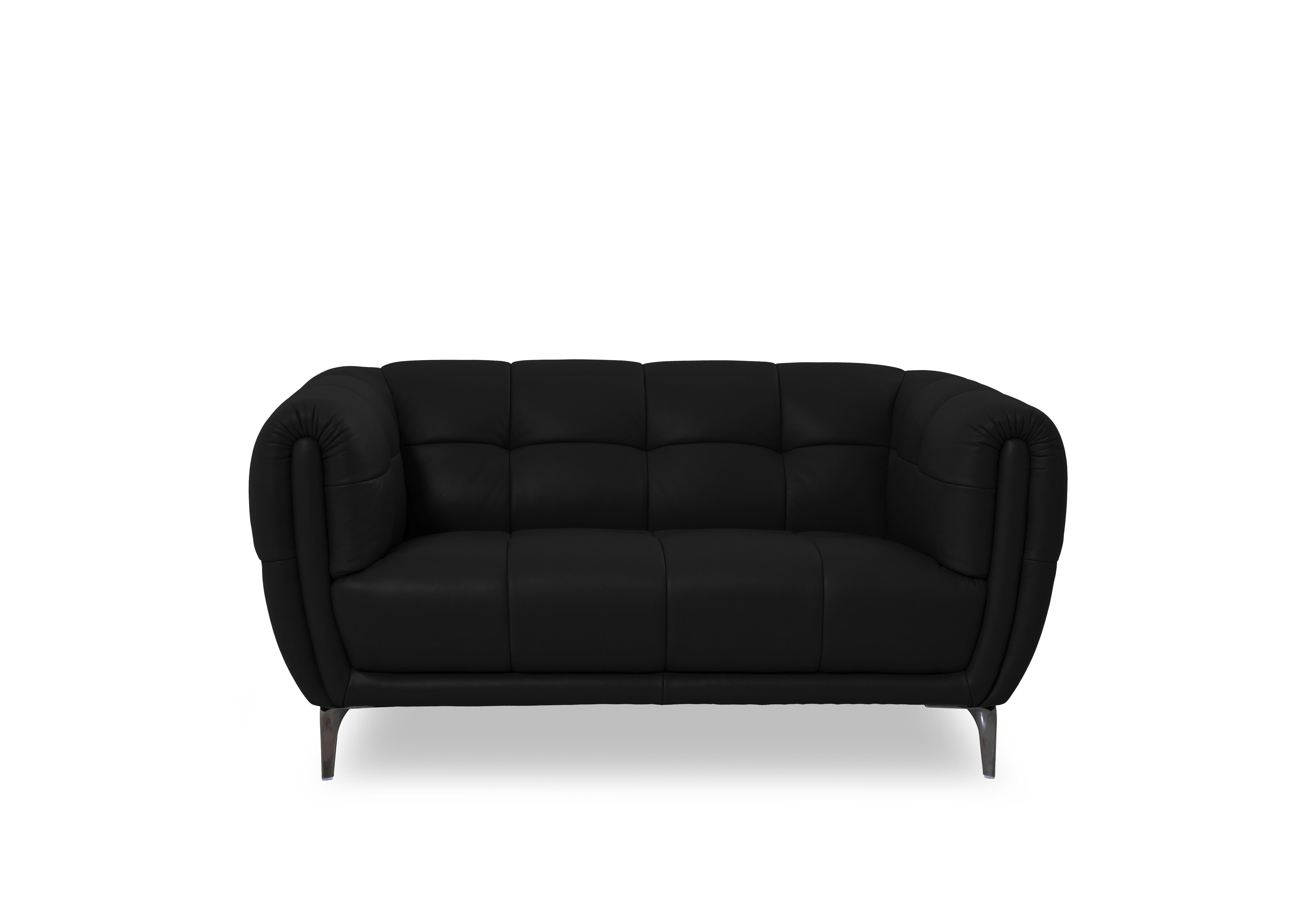 Sienna Leather 2 Seater Sofa in Oslo Jet Black Cat-40/23 on Furniture Village
