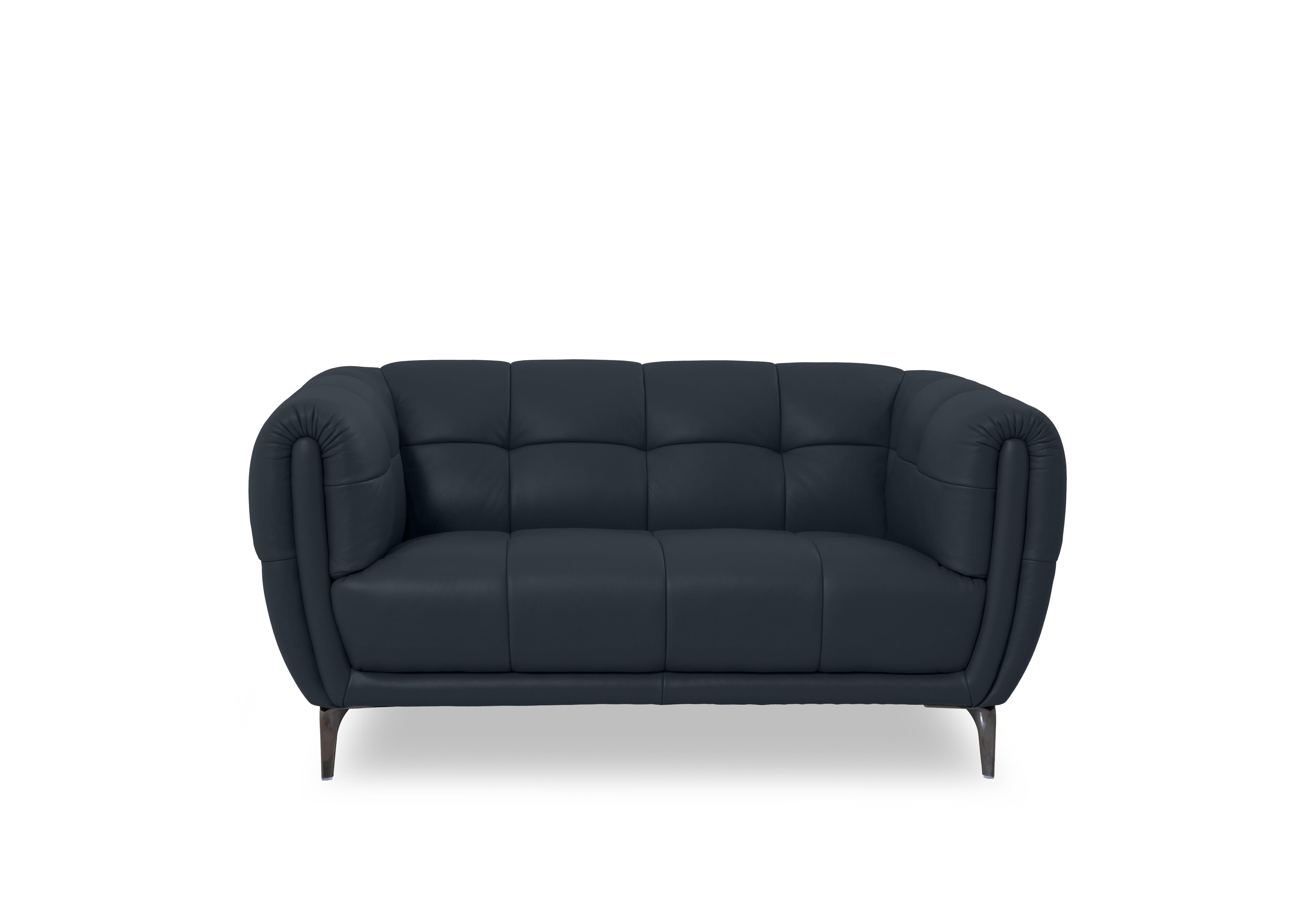 Sienna Leather 2 Seater Sofa in Oslo Navy Cat-40/24 on Furniture Village