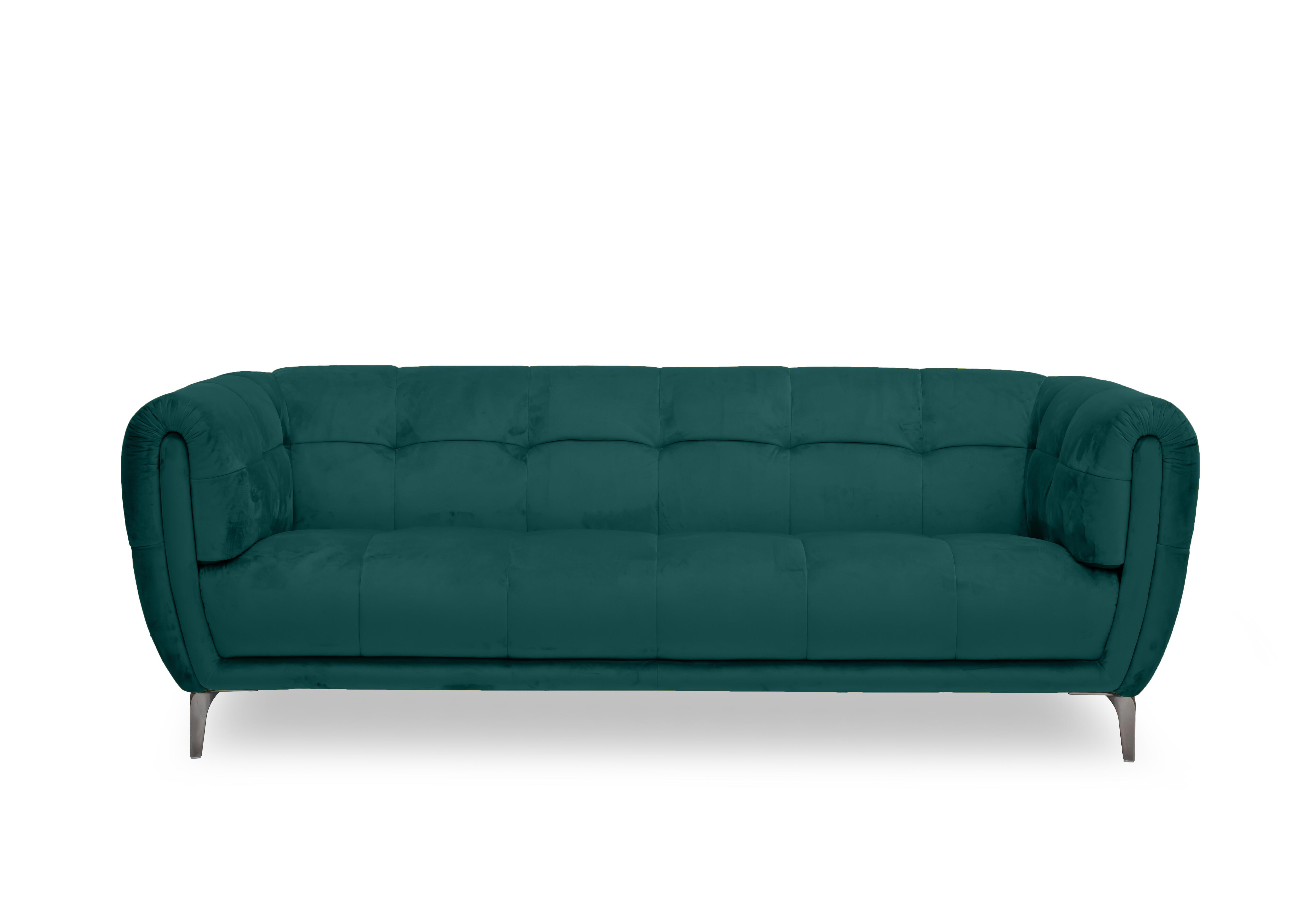 Sienna Fabric 3 Seater Sofa in Opulence Teal 51003 on Furniture Village