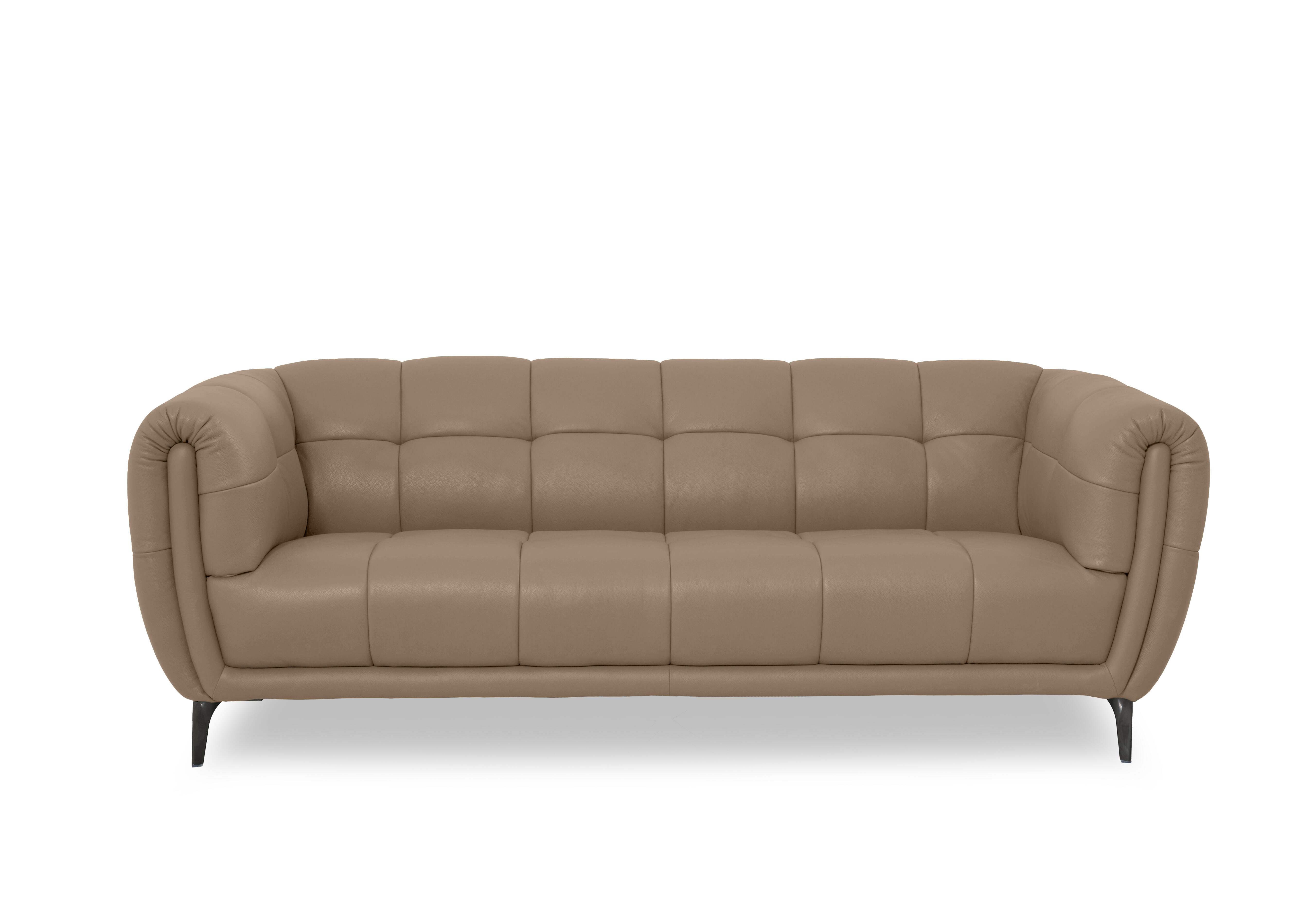 Sienna Leather 3 Seater Sofa in Montana Barley Cat-60/06 on Furniture Village