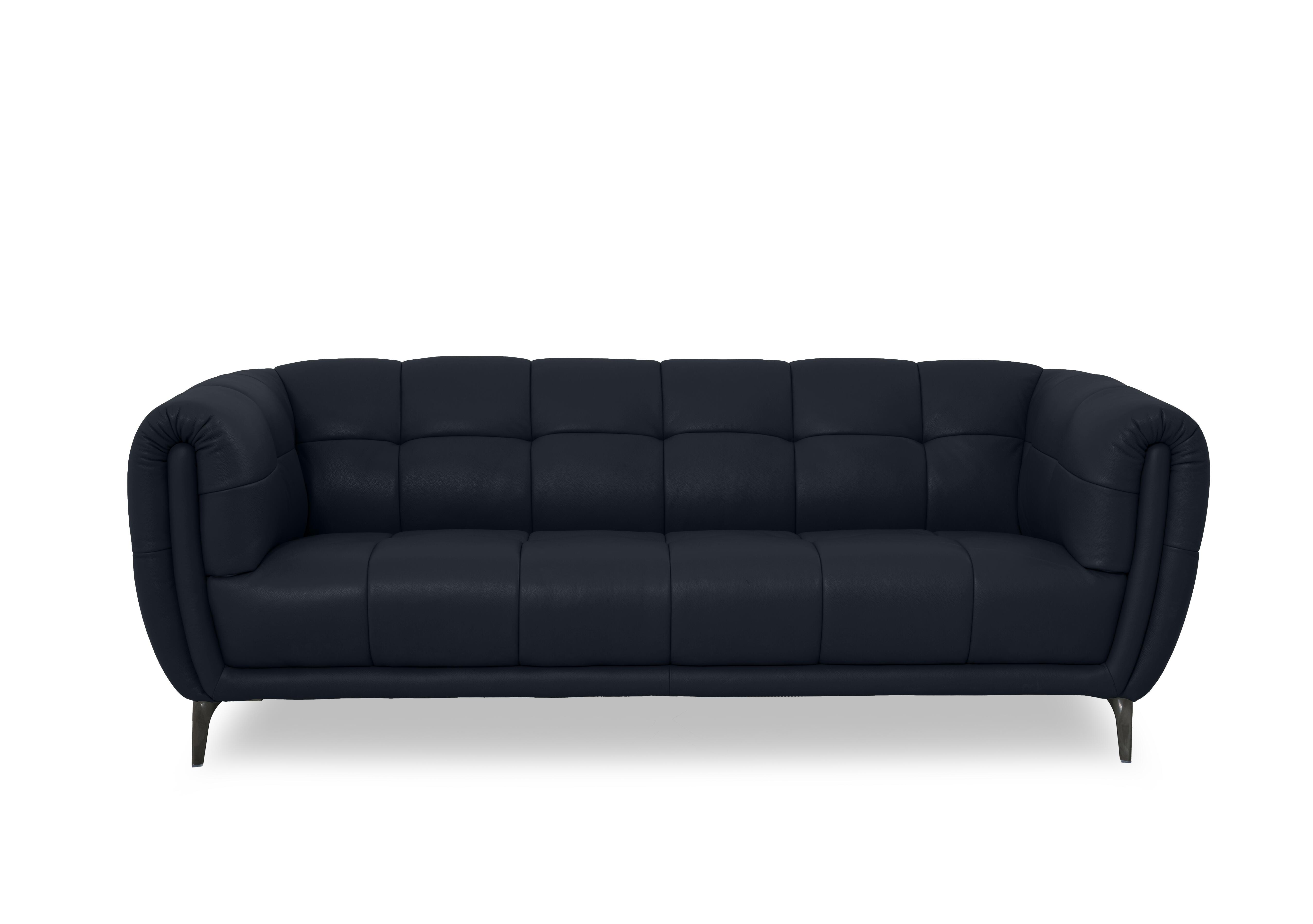 Sienna Leather 3 Seater Sofa in Montana Navy Cat-60/24 on Furniture Village